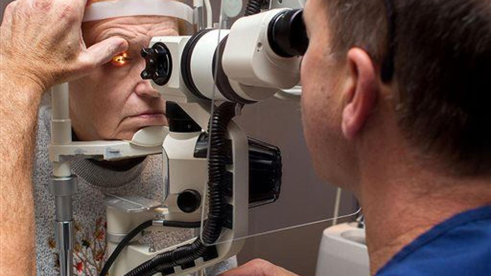 An eye exam in progress.