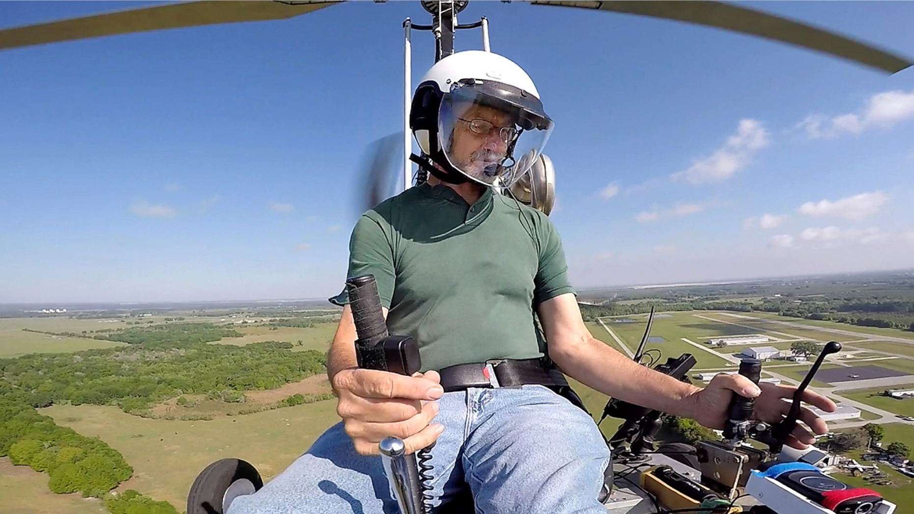 Doug Hughes in his gyrocopter. Hughes was arrested after he landed the gyrocopter on the West Lawn of the U.S. Capitol in April 2015.