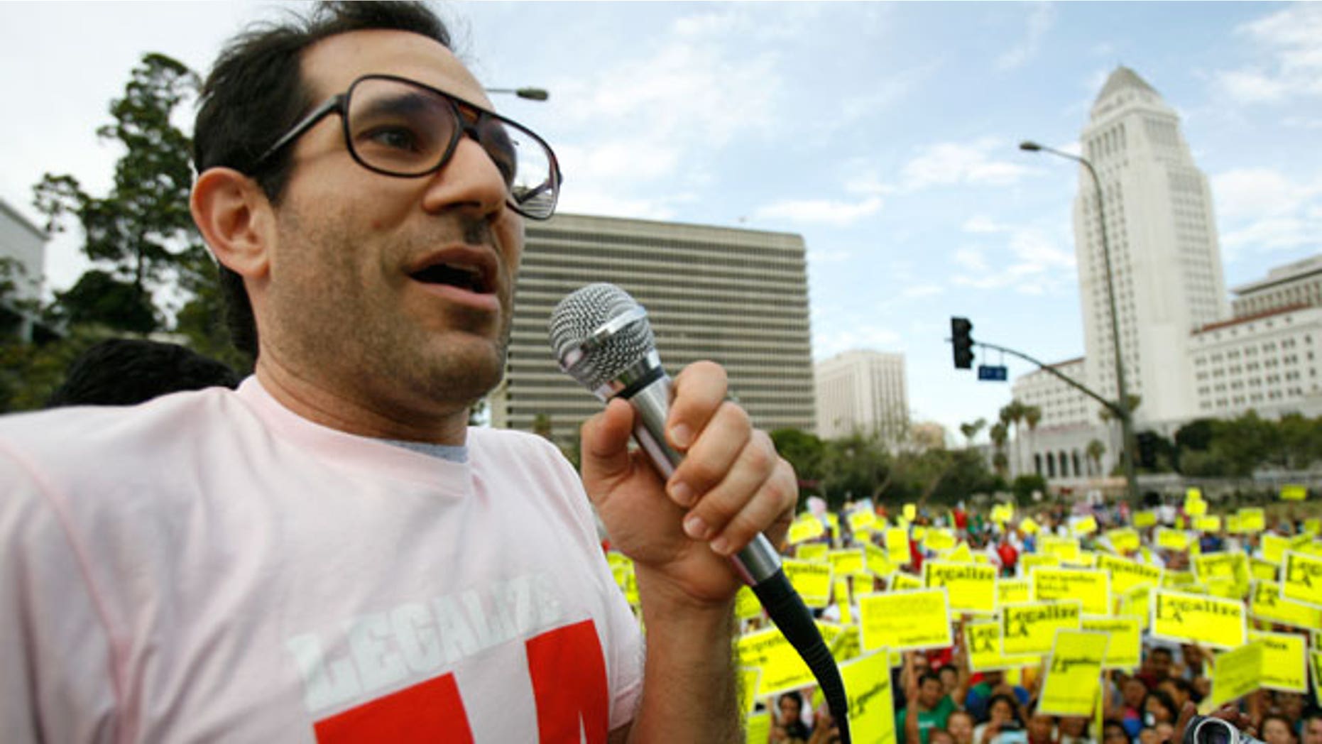 May 2009: American Apparel founder Dov Charney speaks at a rally in this file photo. (Reuters)