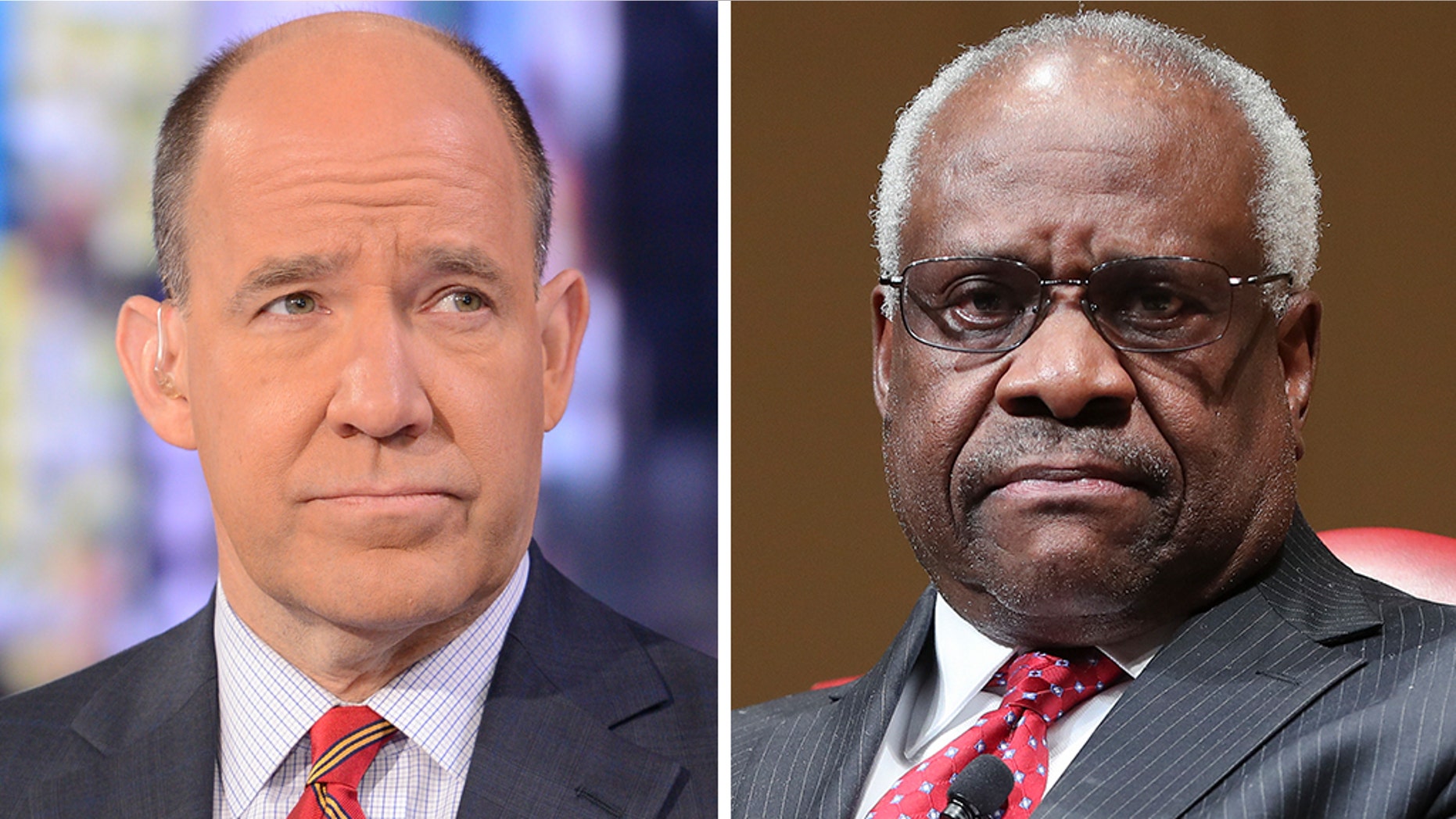 Supreme Court Justice Clarence Thomas, right, was called a “sexual predator” by ABC News chief political analyst Matthew Dowd.