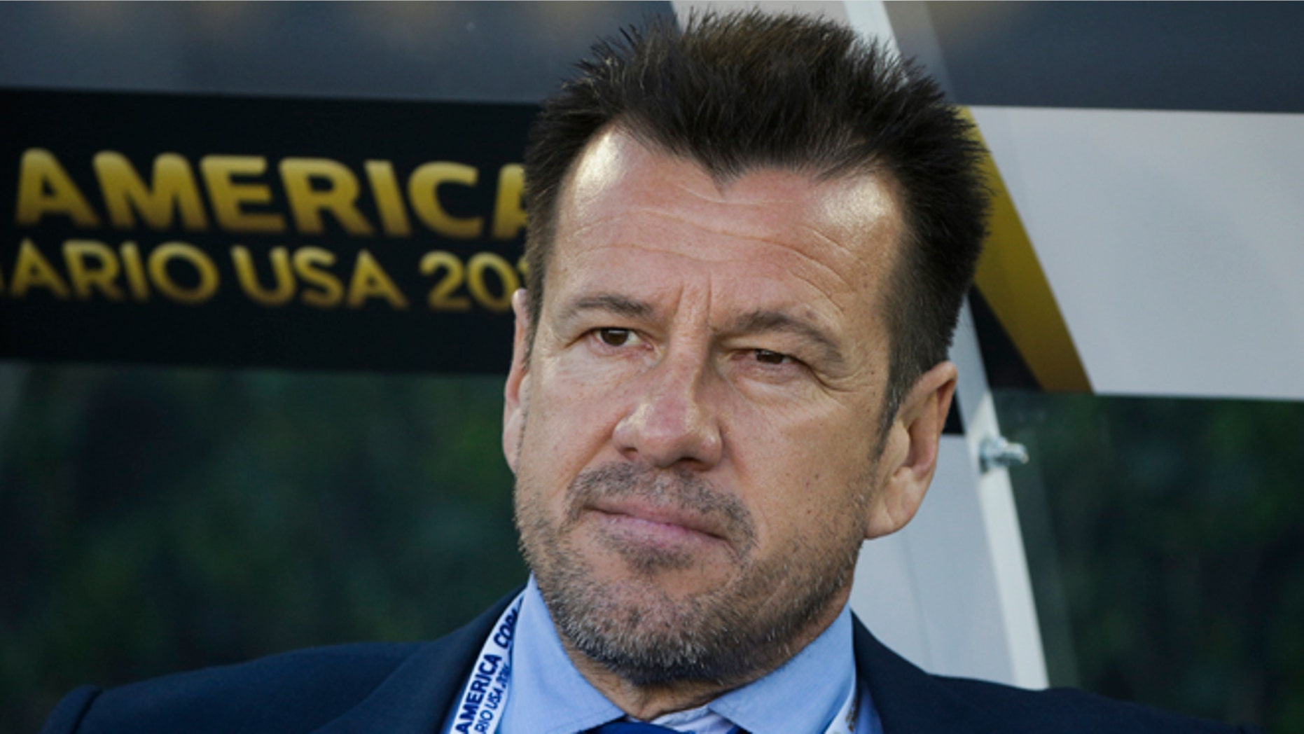 Brazil head coach Dunga sits on the bench before the team's Copa America Centenario Group B soccer match against Ecuador at the Rose Bowl, Saturday, June 4, 2016, in Pasadena , Calif. (AP Photo/Jae C. Hong)
