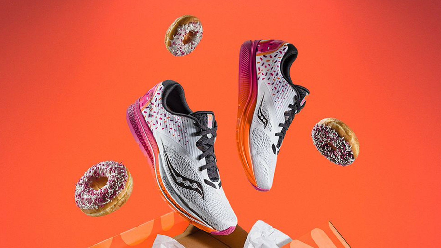The Saucony X Dunkin’ Kinvara 9 is the first-ever footwear collaboration between Saucony, which is celebrating its 120th anniversary this year, and the doughnut super-chain.