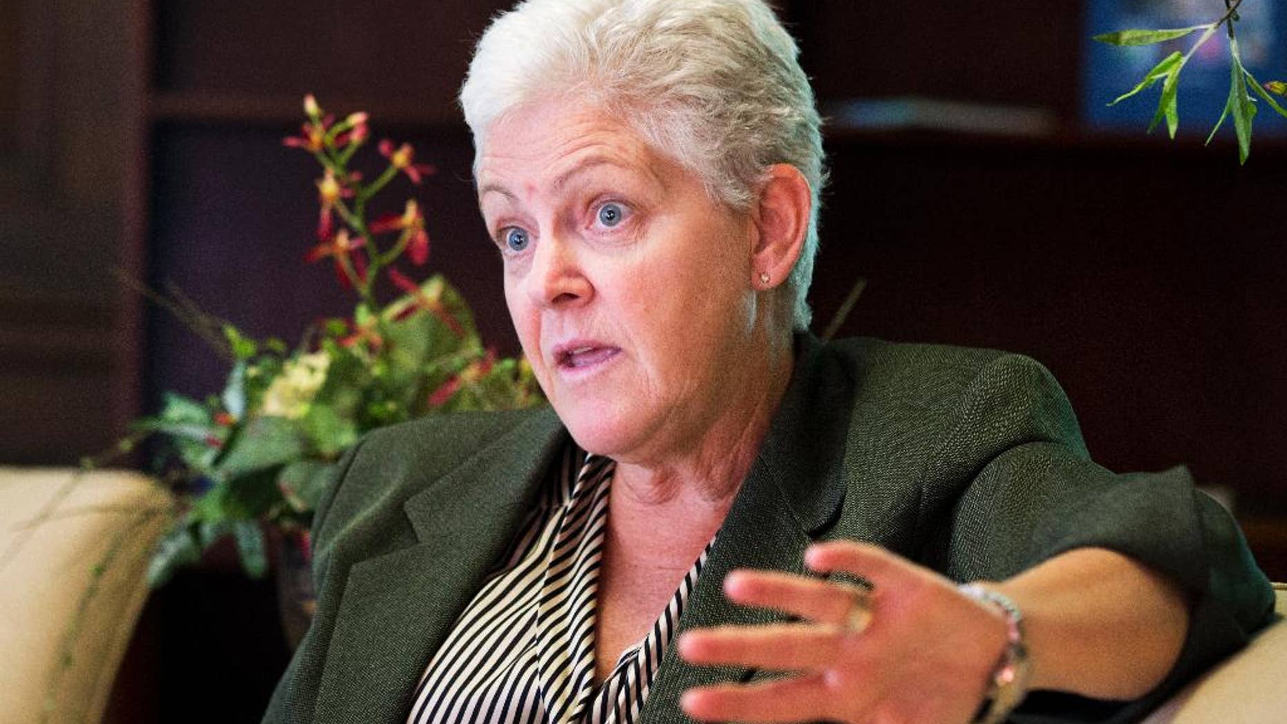FILE - In this Aug. 2, 2013, file photo, Environmental Protection Agency Administrator Gina McCarthy speaks to the Associated Press during an interview at her office in Washington. The EPA's inspector general is accusing a unit run by President Barack Obama's political staff inside the EPA of operating as a "rogue law enforcement agency" that is blocking independent investigations and violating federal law. Patrick Sullivan will tell a House oversight committee May 7 that the EPA's Office of Homeland Security, which is overseen by the chief of staff to McCarthy, has for years impeded inspector general investigations, citing national security interests. Sullivan's prepared testimony was obtained Tuesday by The Associated Press. (AP Photo/Manuel Balce Ceneta, File)