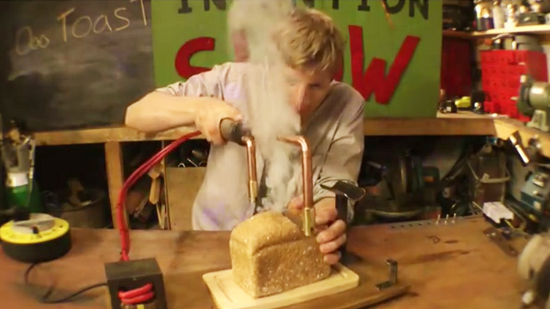 Get smokin' in the kitchen with this knife that toasts and slices bread at the same time.