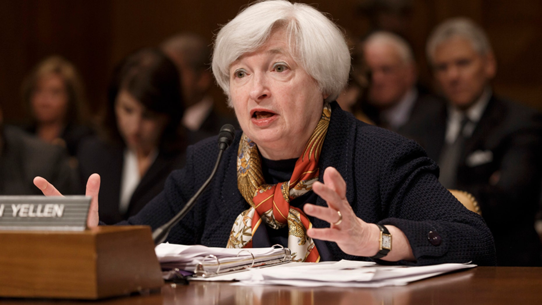 Federal Reserve Chair Janet Yellen appears before the Senate Budget Committee to examine the nation's economic and fiscal outlook, on Capitol Hill in Washington, Thursday, May 8, 2014.