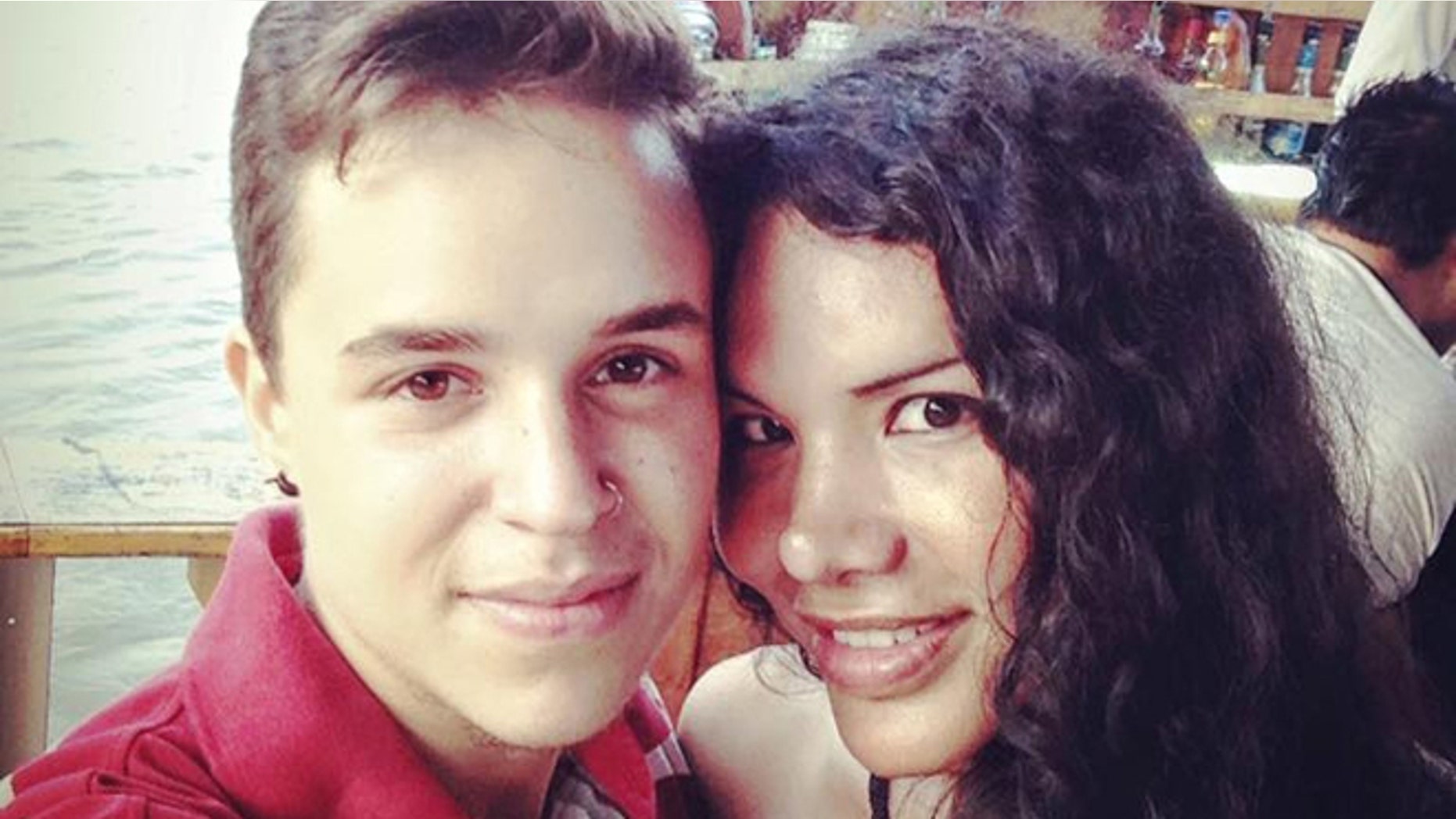 This Nov. 11, 2015 photo courtesy of Fernando Machado shows him, left, taking a selfie with his partner Diane Rodriguez in Guayaquil, Ecuador. The transgender couple announced on social media in December they were having a baby, believed to be the first pregnancy of its kind in South America. Rodriguez, who was born Luis, is one of Ecuadorâs most-prominent LGBT activists and says she and her Venezuelan-born partner, whose birth name was Maria, decided to publicize the pregnancy to help change attitudes in the staunchly Roman Catholic society. (Fernando Machado via AP)
