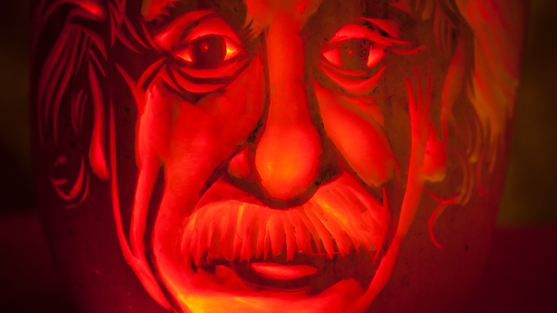 An Albert Einstein pumpkin is pictured at Madame Tussauds in New York, Oct. 22, 2013.