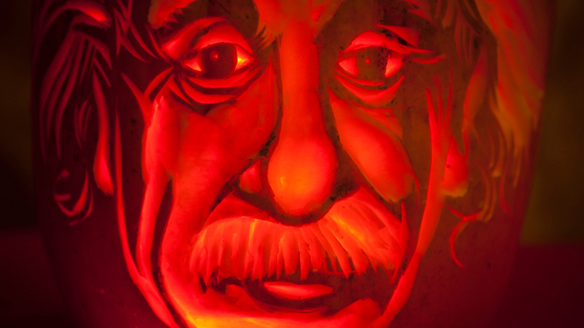 An Albert Einstein pumpkin is pictured at Madame Tussauds in New York, Oct. 22, 2013.