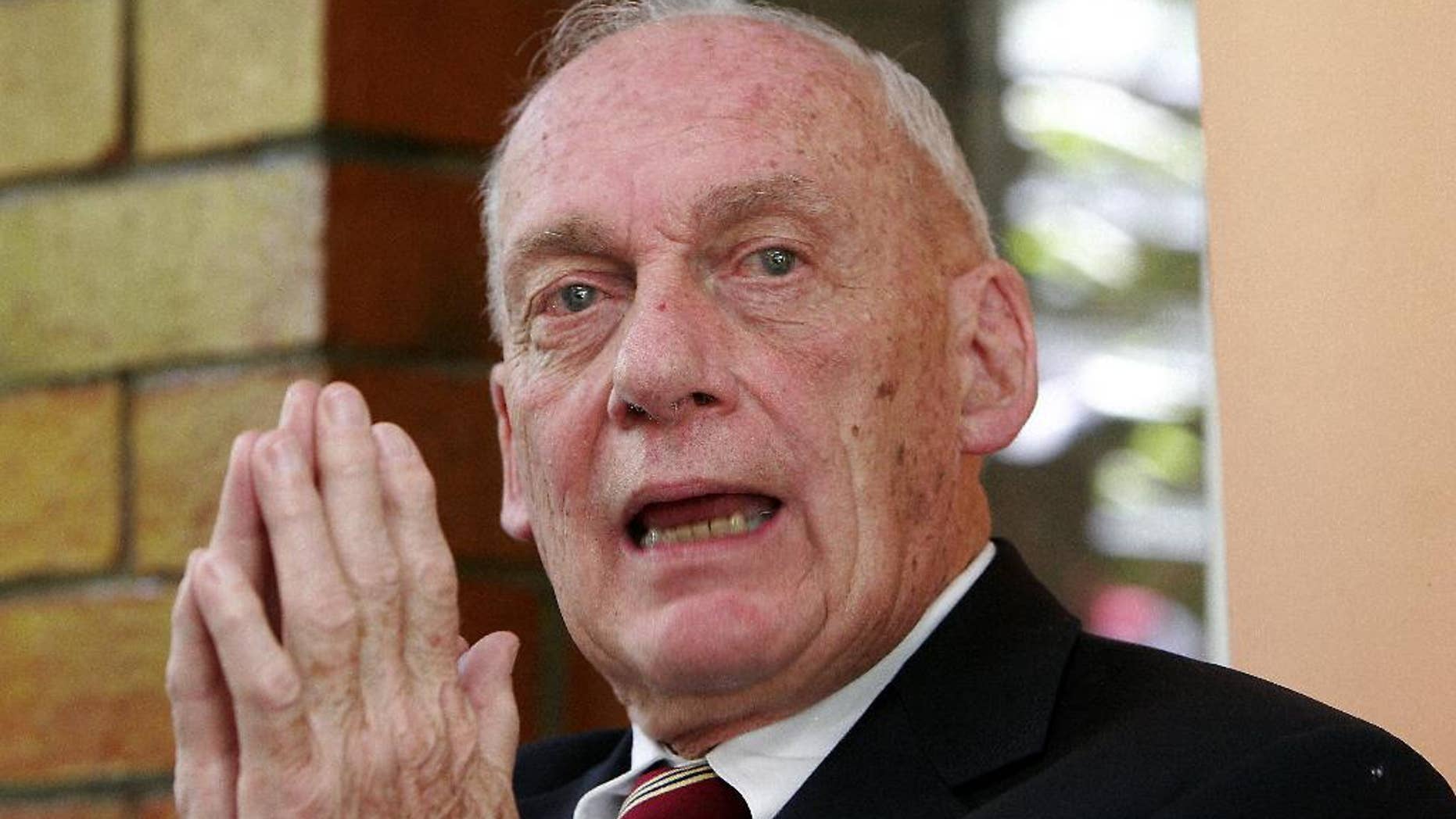 FILE - In this March 23, 2007, file photo, Robert White, former U.S. ambassador to El Salvador, speaks during a news conference in San Salvador. White died Tuesday Jan. 13, 2014, of cancer. He had spent 25 years in the U.S. Foreign Service and was ambassador to El Salvador from 1980-81. (AP Photo/Luis Romero, File)
