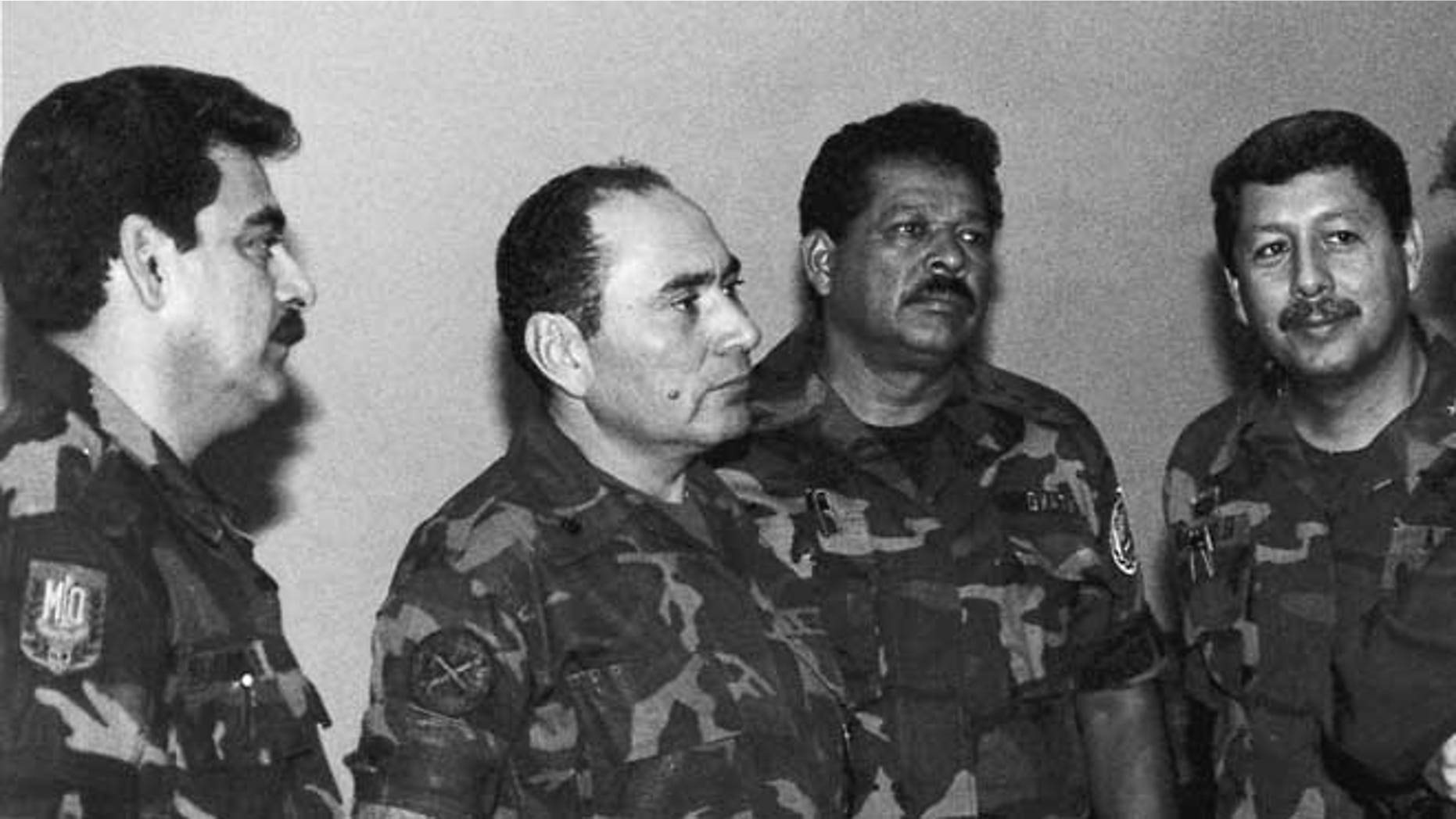 Colonels Rene Emilio Ponce, Rafael Humberto Larios, Inocente Orlando Montano and Juan Orlando Zepeda in July 1989.