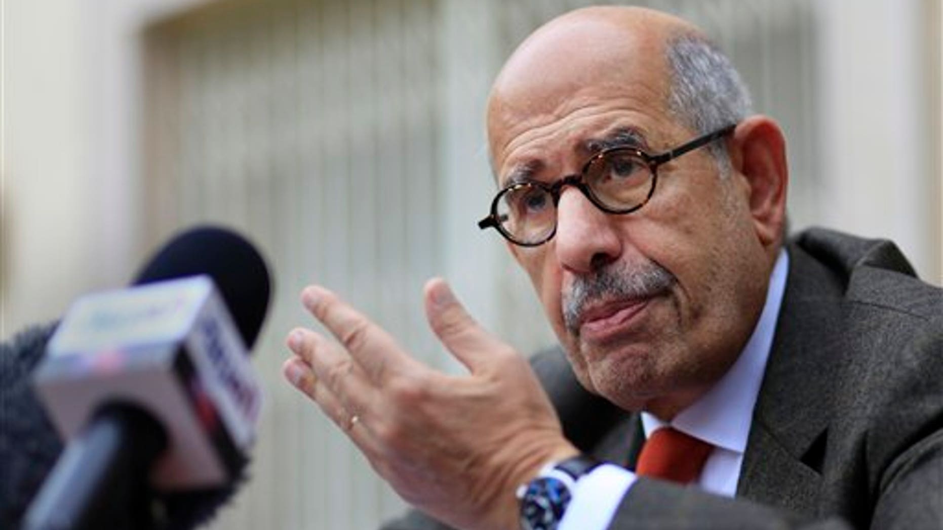 Feb. 4: Egyptian pro-democracy advocate Mohamed ElBaradei, former chief of the UN nuclear watchdog agency and Egypt's reformist leader, talks during a press conference in Cairo, Egypt. (AP)