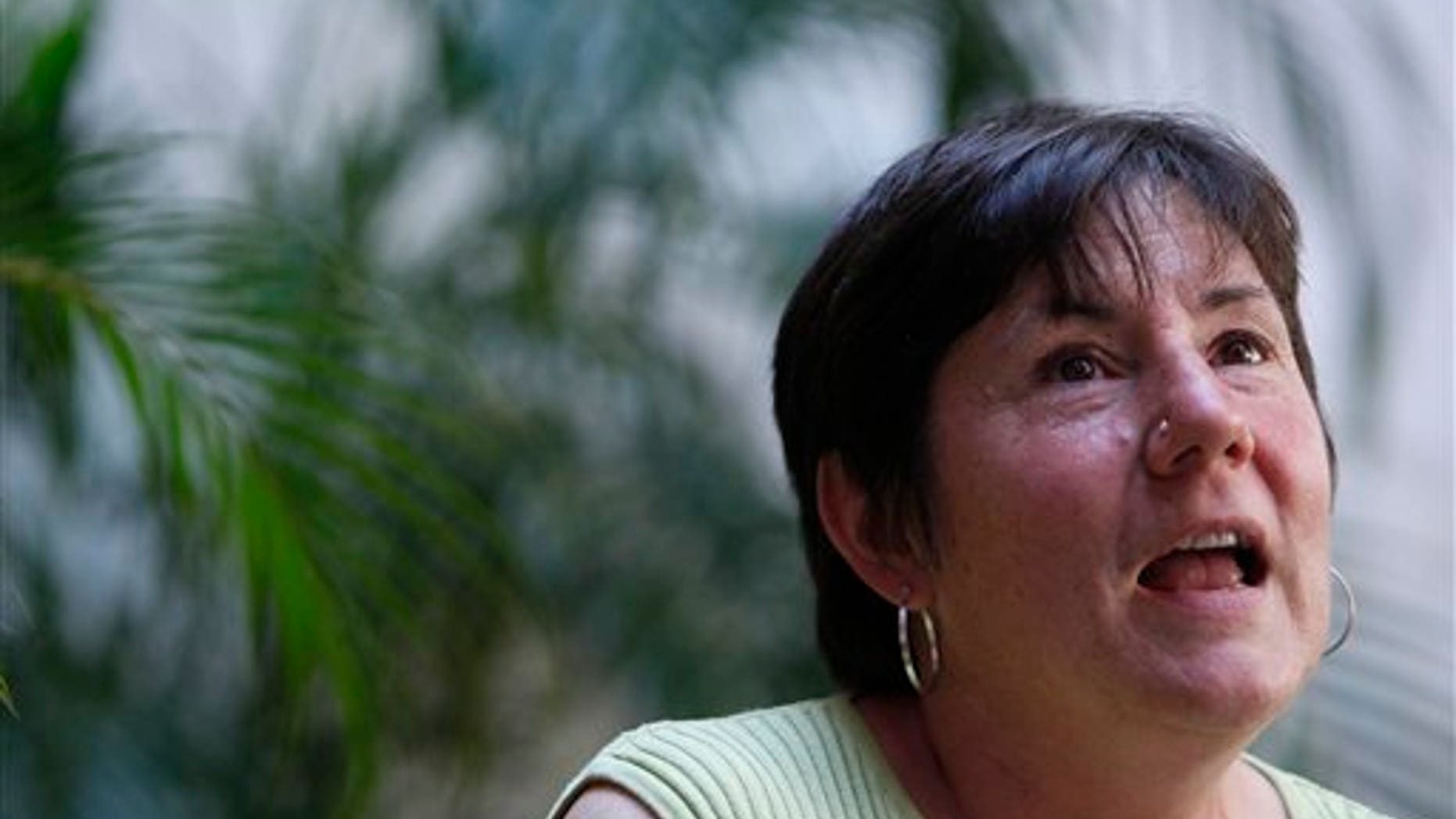 Elizabeth Martin, of Massachusetts, speaks about her late nephew Joseph Martin in Rio de Janeiro, Brazil.