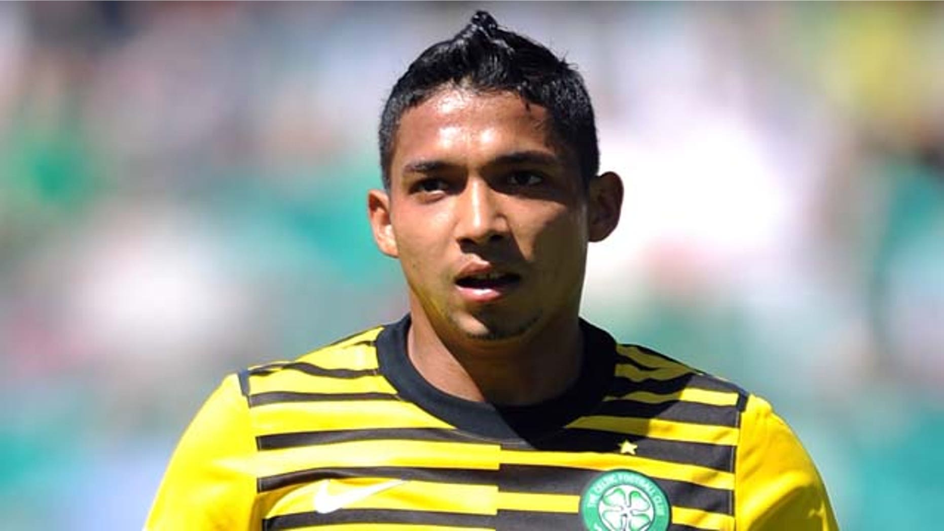 EDINBURGH, SCOTLAND - JULY 24: Emilio Izaguirre of Celtic looks on during the Clydesdale Bank Premier League match between Hibernian and Celtic at Easter Road on July 24, 2011 in Edinburgh, Scotland. (Photo by Chris Brunskill/Getty Images)