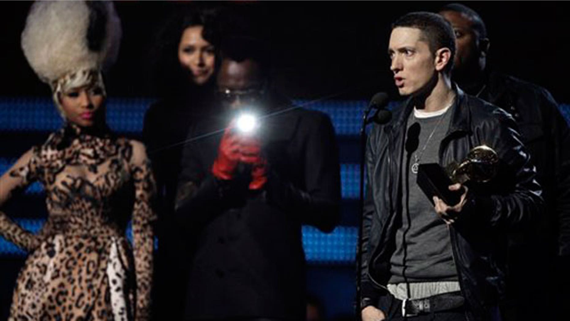 Feb. 13: Eminem accepts one of his two Grammy Awards. (AP)