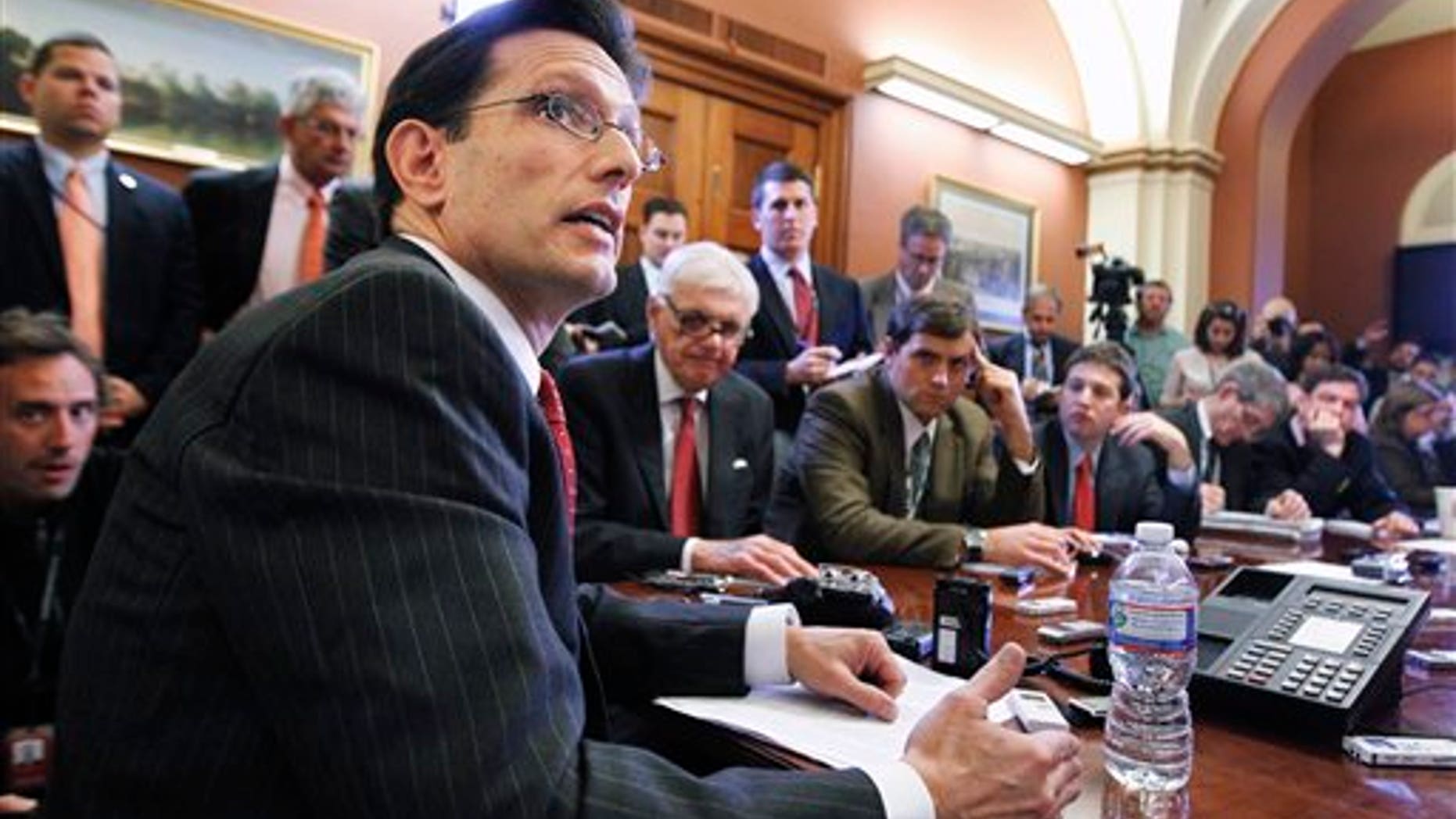 Nov. 14, 2011: House Majority Leader Leader Eric Cantor speaks to the media during a news briefing on Capitol Hill in Washington.