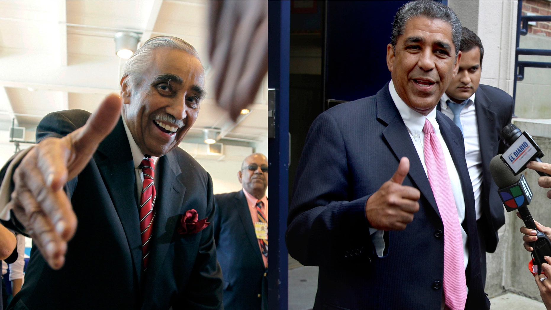 U.S. Rep. Charles Rangel, left, and state Sen. Adriano Espaillat,