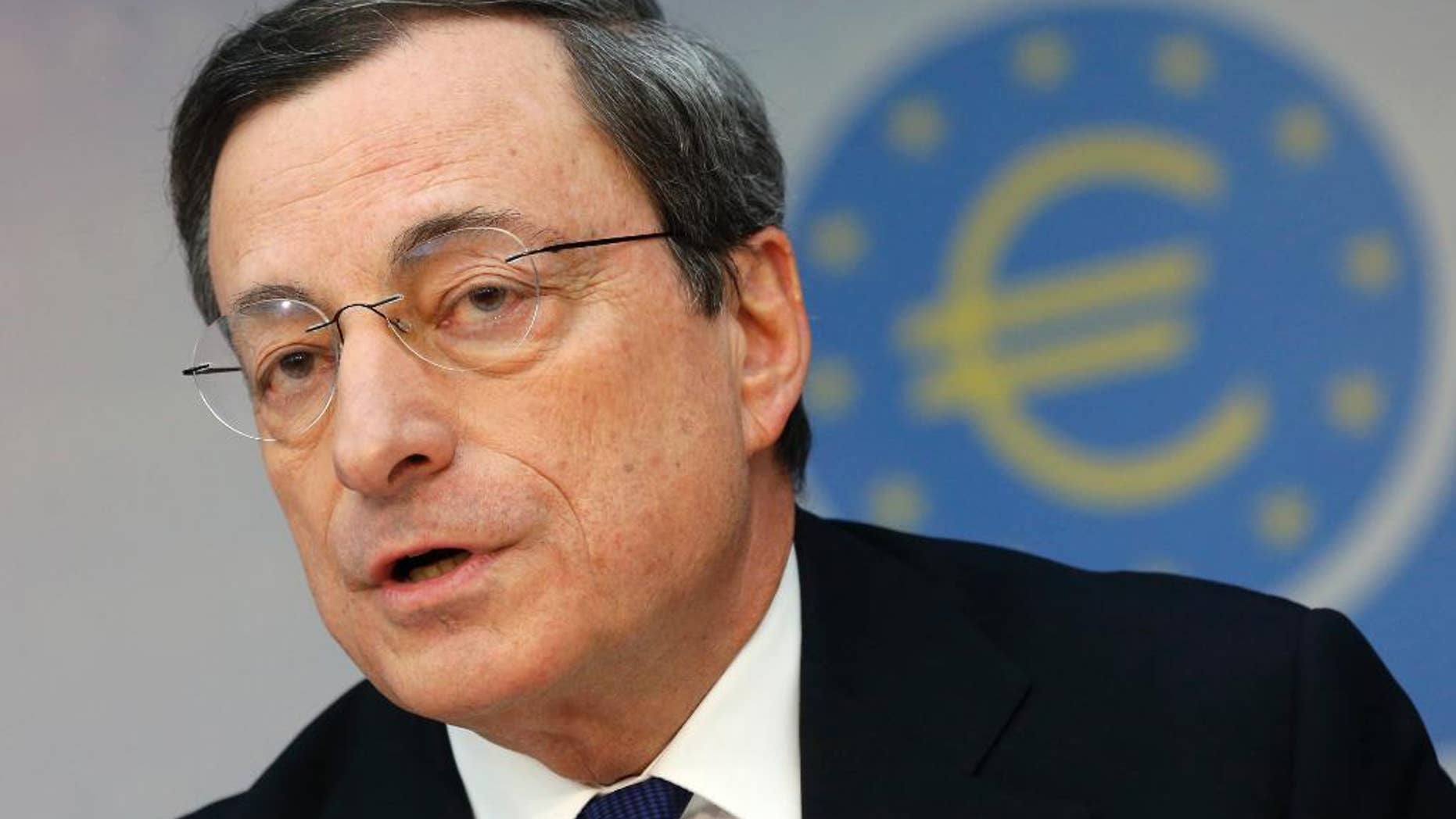 FILE - In this Thursday, March 6, 2014 file photo President of European Central Bank Mario Draghi speaks during a news conference in Frankfurt, Germany, following a meeting of the ECB governing council. Investors and analysts are nearly certain: The European Central Bank will take action at its next meeting to boost the tepid recovery. What's not at all certain is how much good that can do. Any help is needed. The weak recovery in the 18 countries that use the euro is a source of risk and uncertainty for the rebounding U.S and global economy. The eurozone economy grew only 0.2 percent in the first quarter, gaining no speed from the quarter before. Worse, inflation is dangerously low at an annual 0.7 percent, well below the ECB's goal of just under 2 percent.. (AP Photo/Michael Probst, File)