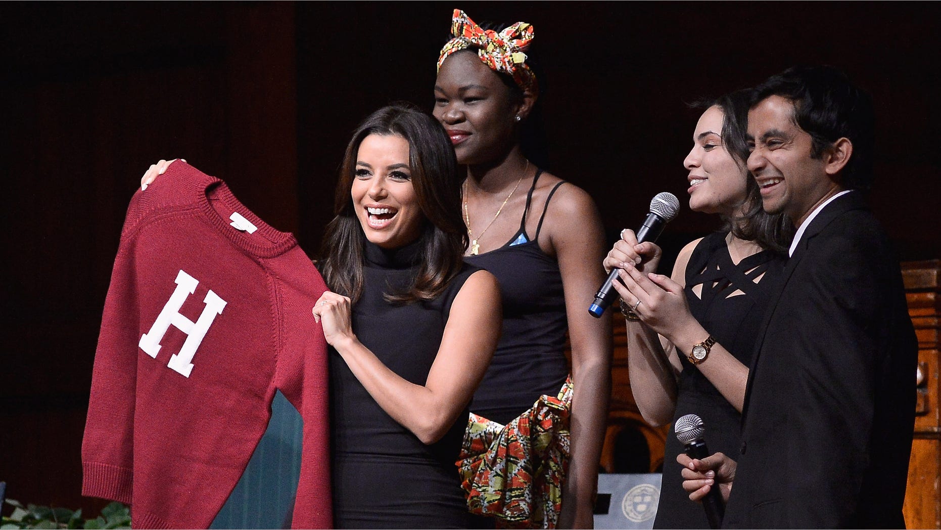 Eva Longoria receives the Harvard University Artist of the Year Award at Harvard University on February 21, 2015.