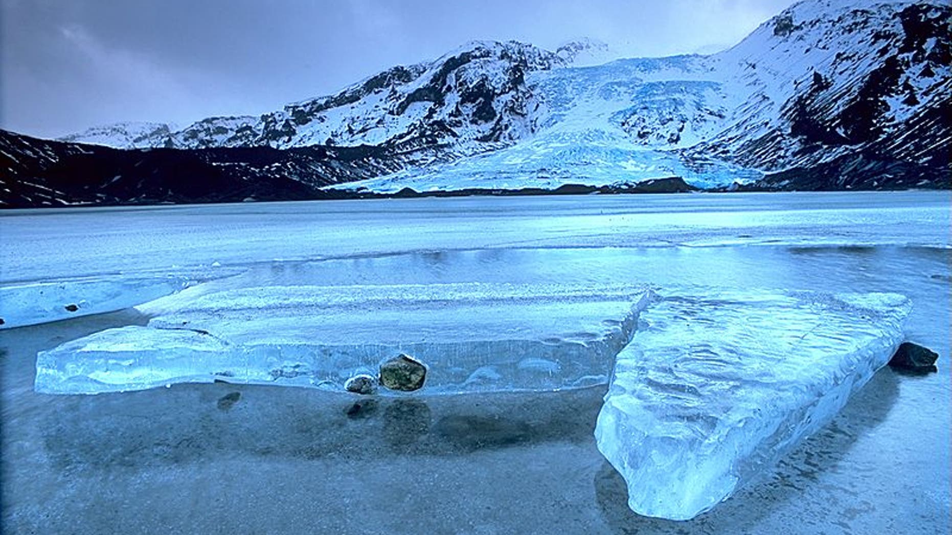Eyjafjallajokull glacier in Iceland, prior to a volcanic eruption that has forced hundreds of people to leave the area.