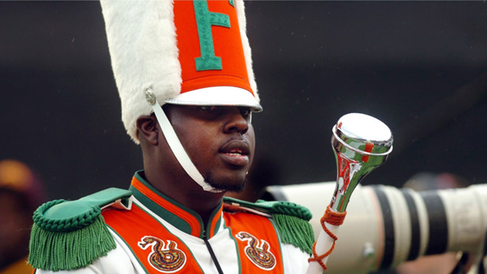 Nov. 19, 2011: In this file photo, Robert Champion, a drum major in Florida A&M University's Marching 100 band, performs during halftime of a football game in Orlando, Fla.