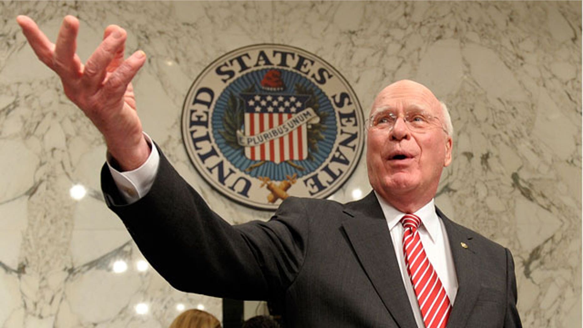 June 28: Senate Judiciary Committee Chairman Sen. Patrick Leahy, D-Vt., gestures on Capitol Hill in Washington. Expanding the reach of law enforcement to snoop on e-mail traffic or on Web surfing are among the criticisms being aimed at the FBI as it tries to update a key surveillance law. (AP)