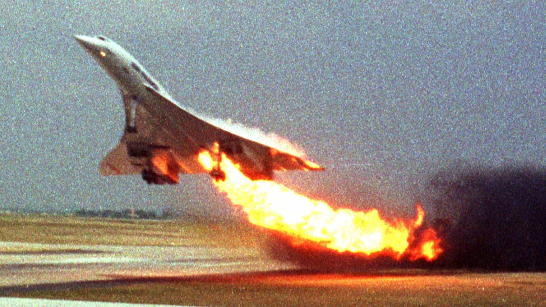 July 25, 2000: Air France Concorde flight 4590 takes off with fire trailing from its engine on the left wing from Charles de Gaulle airport in Paris. The plane crashed shortly after take-off, killing all the 109 people aboard and four others on the ground.