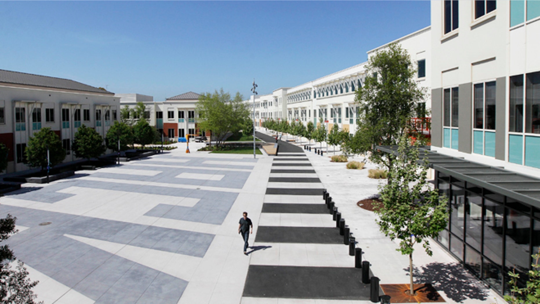 The Facebook campus in Menlo Park, Calif. Police flooded Facebook's headquarters Tuesday March 11, 2014 in Northern California to investigate a threat they later found wasn't credible.