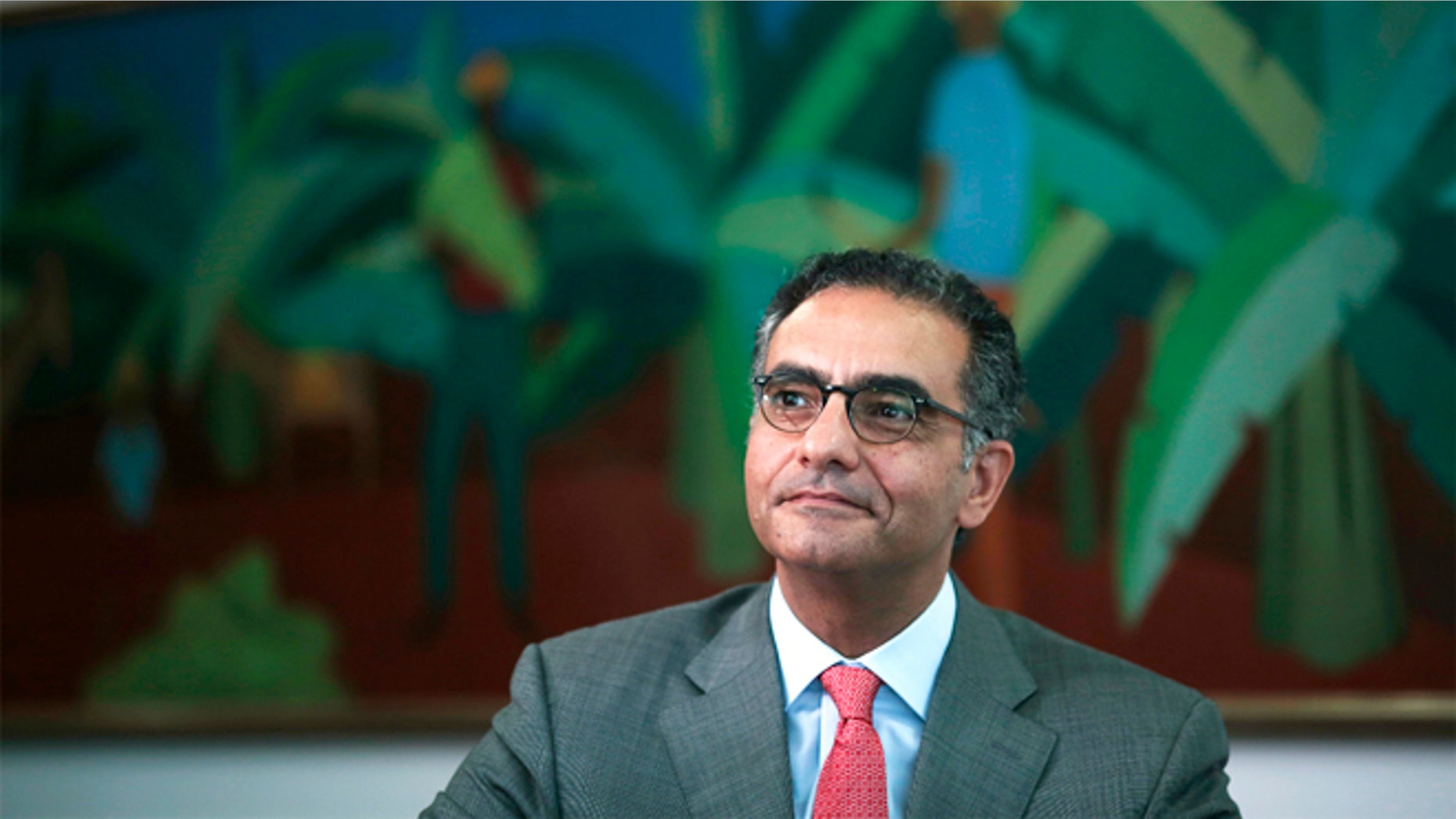 FILE -- October 9, 2013: Fadi Chehade, president and CEO of Internet Corporation for Assigned Names and Numbers (ICANN), attends a meeting with Brazil's President Dilma Rousseff (not seen) at the Planalto Palace in Brasilia.