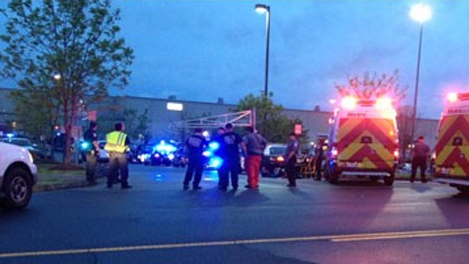 Hundreds of law enforcement officers have converged at a FedEx facility just outside Atlanta.