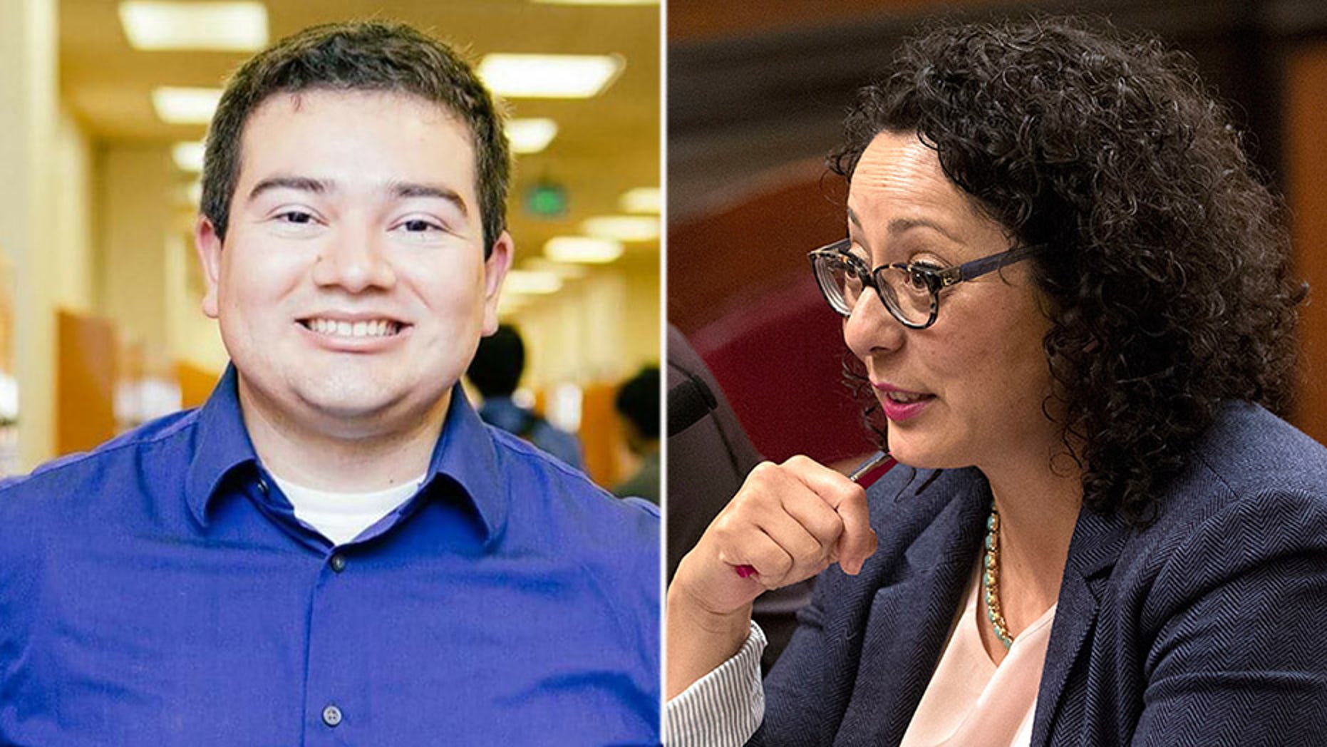 California Assemblywoman Cristina Garcia (right), who was once at the forefront of the state’s #MeToo movement, was cleared Thursday of allegations that she groped Daniel Fierro (left), a male staff member, in 2014. (Facebook / The Associated Press)