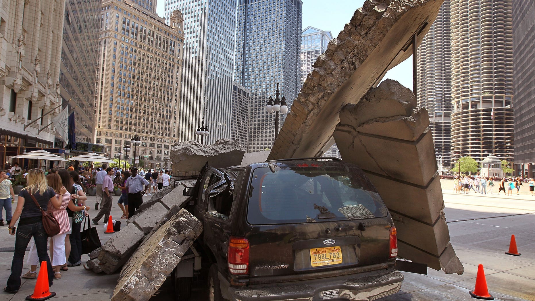 CHICAGO - JULY 16: A movie prop sits along Wacker Drive during the filming of the movie Transformers 3 in Chicago, Illinois.