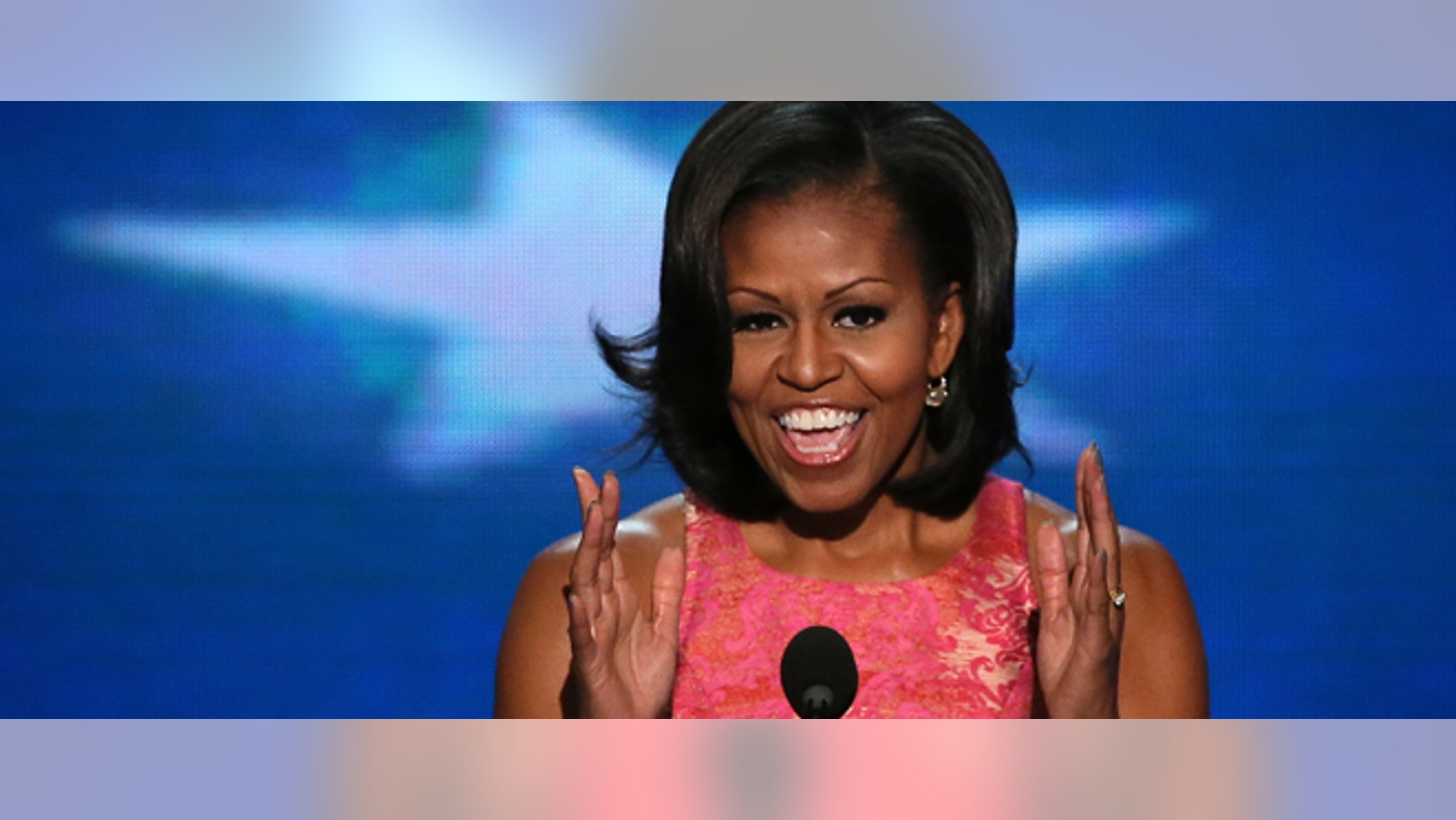 CHARLOTTE, NC - SEPTEMBER 04: First lady Michelle Obama speaks during day one of the Democratic National Convention at Time Warner Cable Arena on September 4, 2012 in Charlotte, North Carolina. (Photo by Alex Wong/Getty Images)