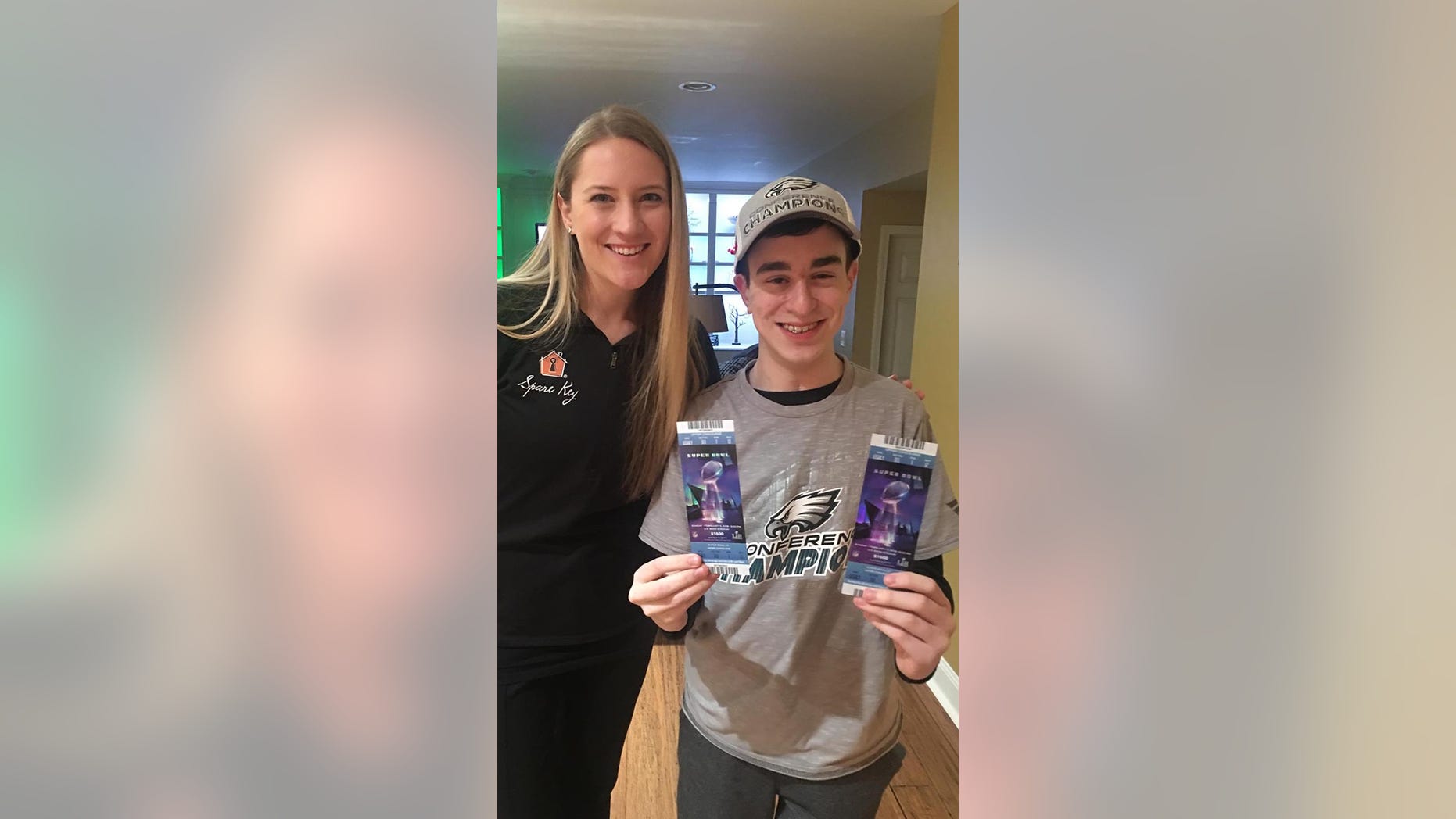 13-year old cancer survivor was overjoyed when he was surprised with Super Bowl tickets.