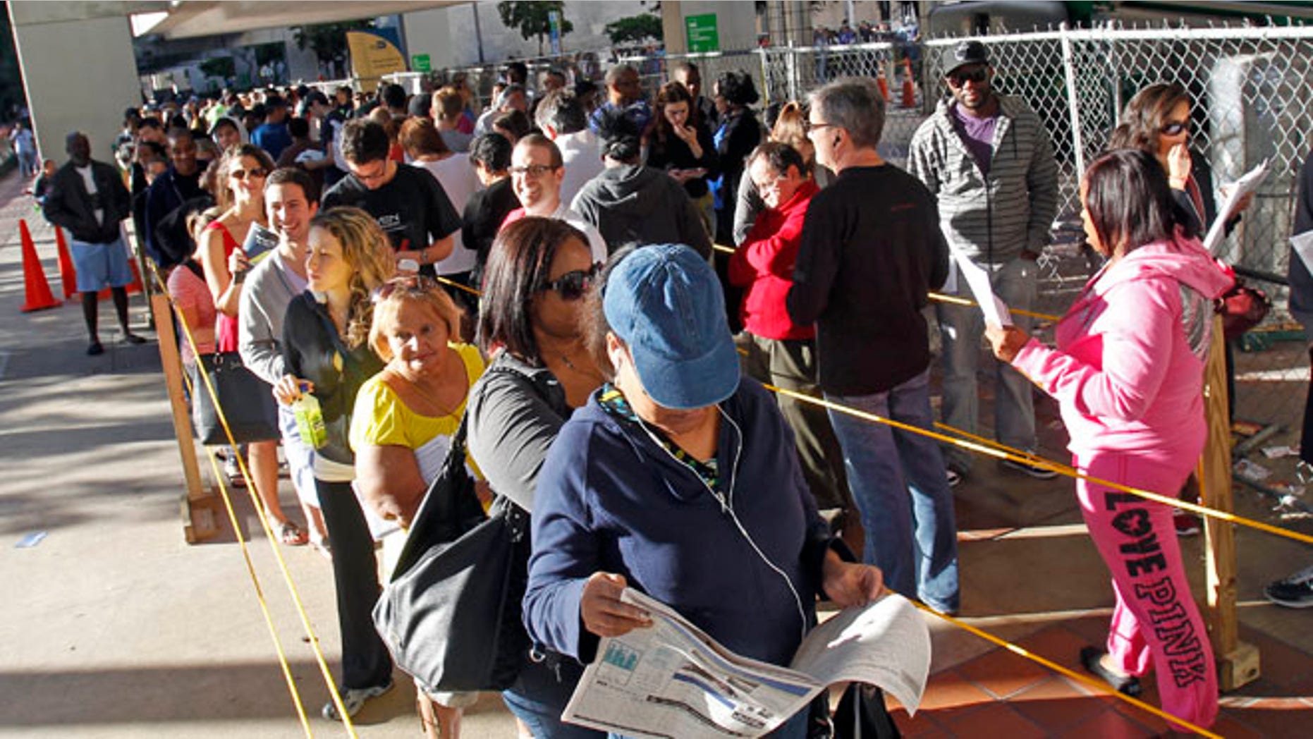 Saturday, Nov. 3, 2012: South Floridians stand in line during the last day of early voting in Miami.