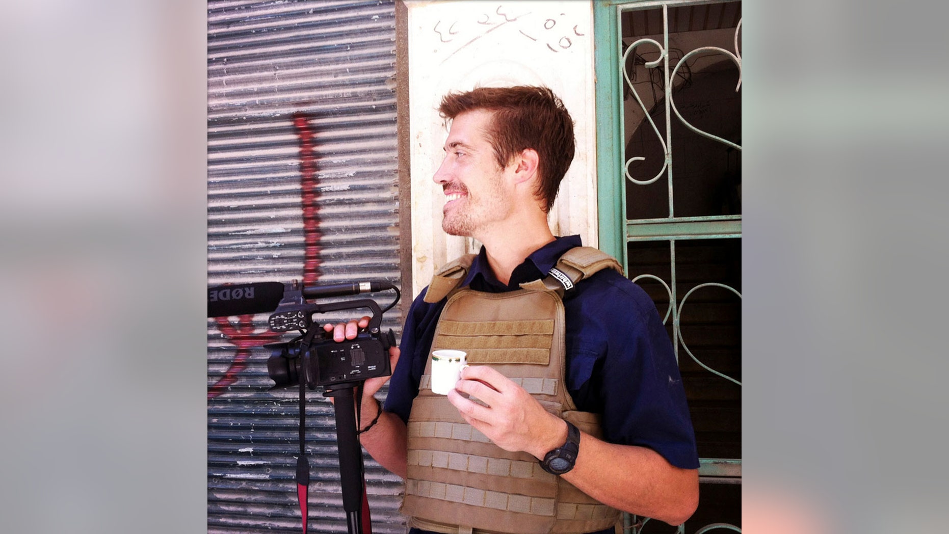 This file photo posted on the website freejamesfoley.org shows journalist James Foley in Aleppo, Syria, in July, 2012.