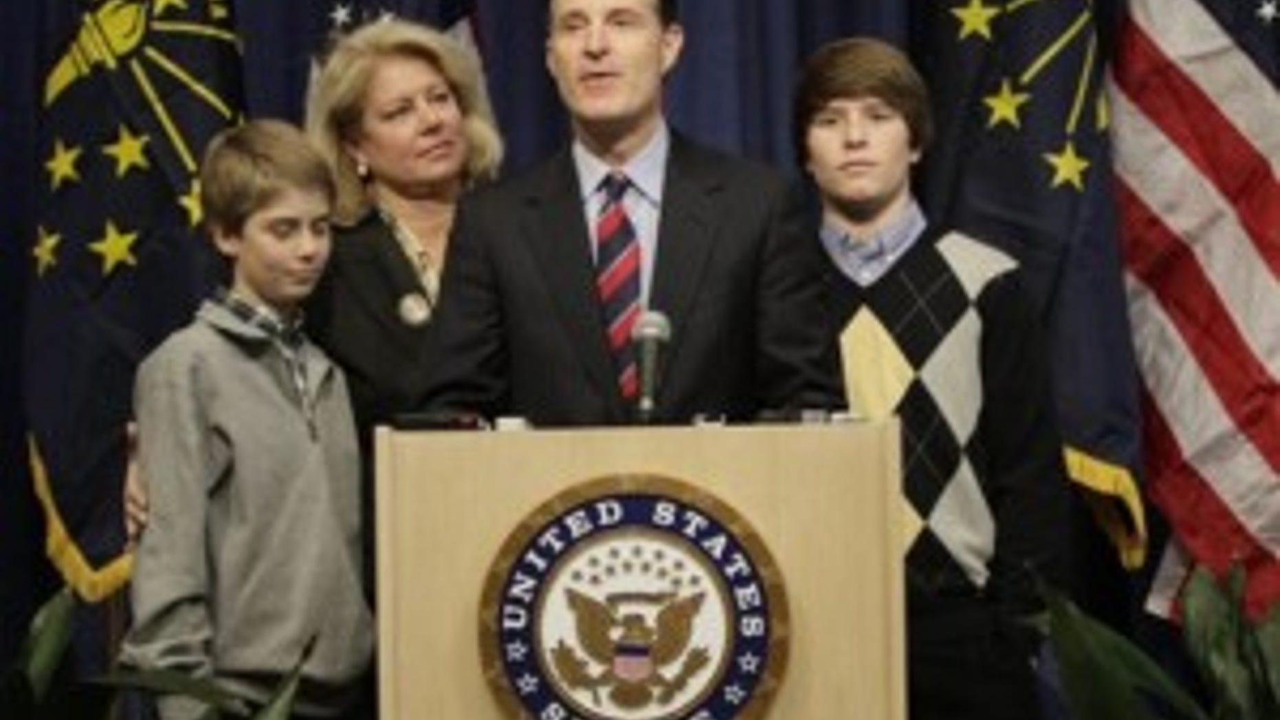 Sen. Evan Bayh (D-IN) announces he will not seek re-election at a news conference in Indianapolis. (AP Photo)