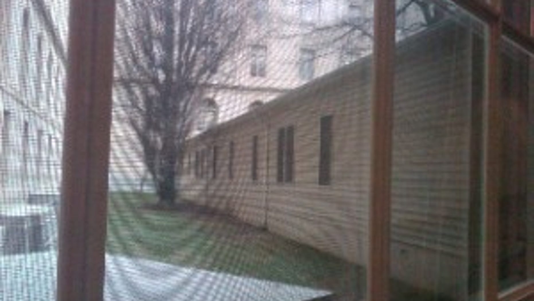 Sen-Elect Scott Brown's temporary office is a siding-clad one story trailer is attached to the Russell building w/ a short, enclosed ramp.(Fox Photo)