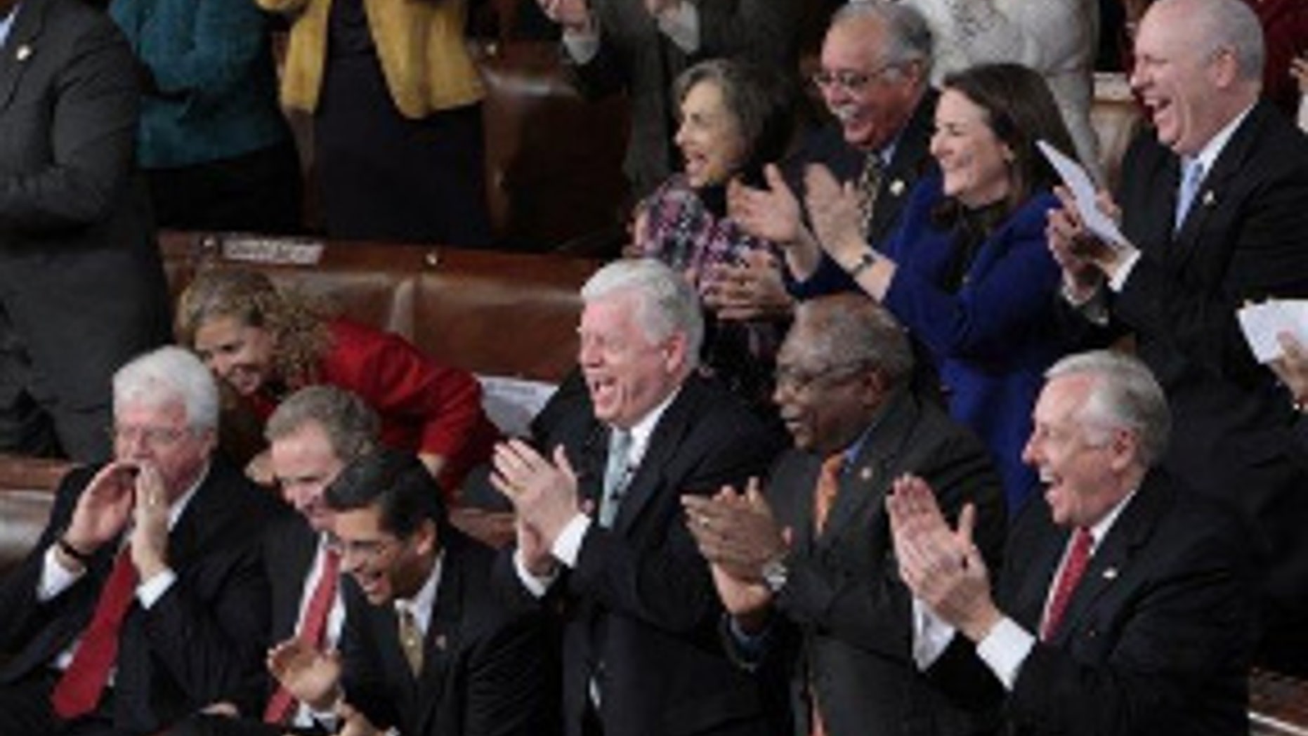 Democrats applaud during President Obama's first State of the Union address. (AP Photo)