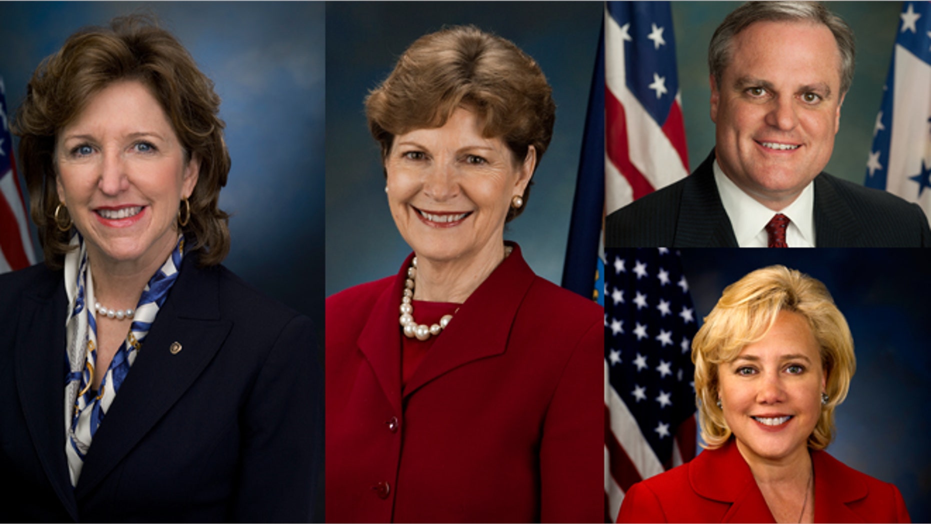 Presente Action is specifically targeting (left to right) Sens. Kay Hagan (N.C.), Jeanne Shaheen (N.H), (top right) Mark Pryor (Ark.), and (lower right) Mary Landrieu (La.), collectively identified by the organization as the "Dirty Four."