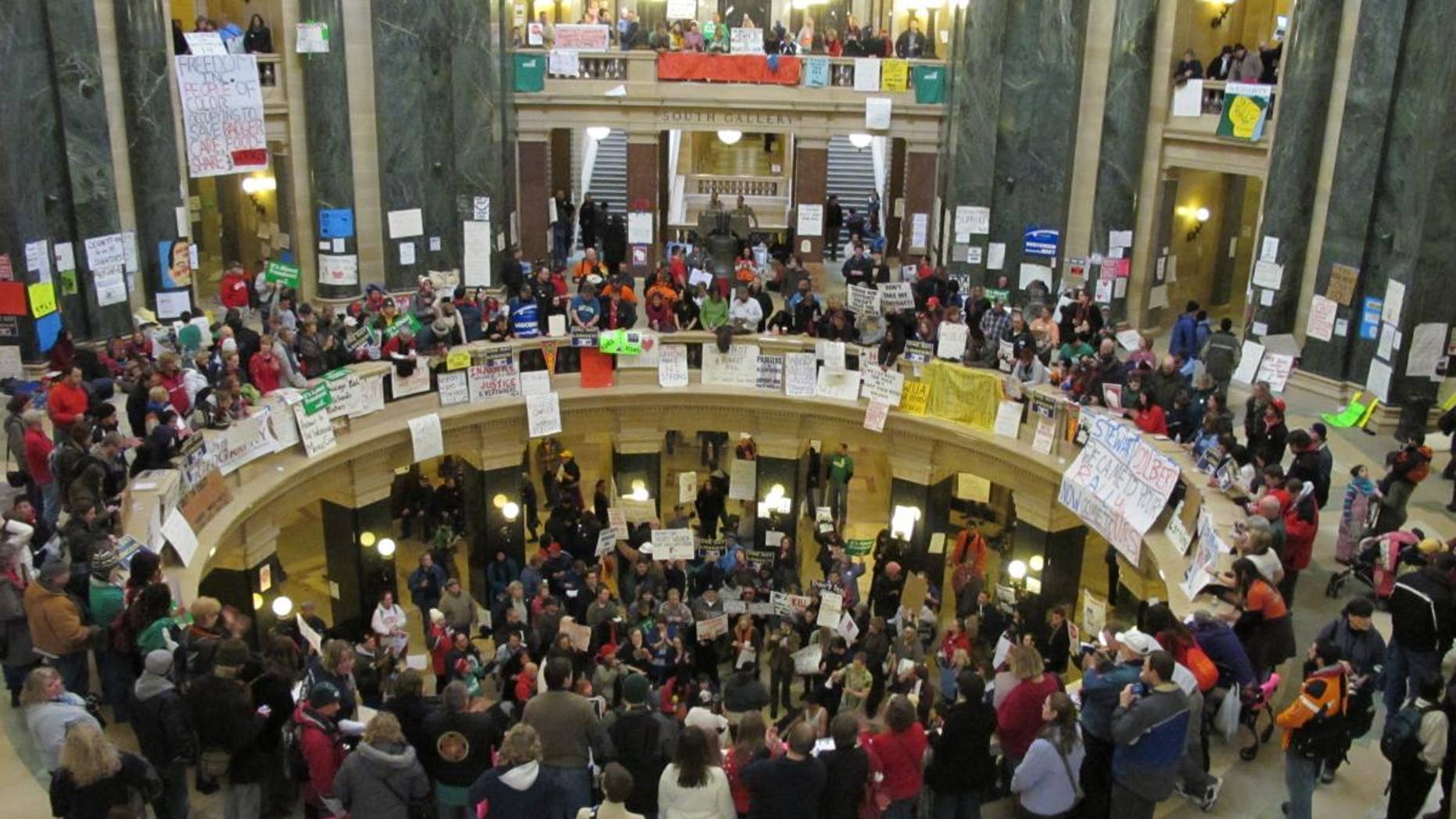 Protests inside the Wisconsin State Capitol in Madison. (Fox News Photo)