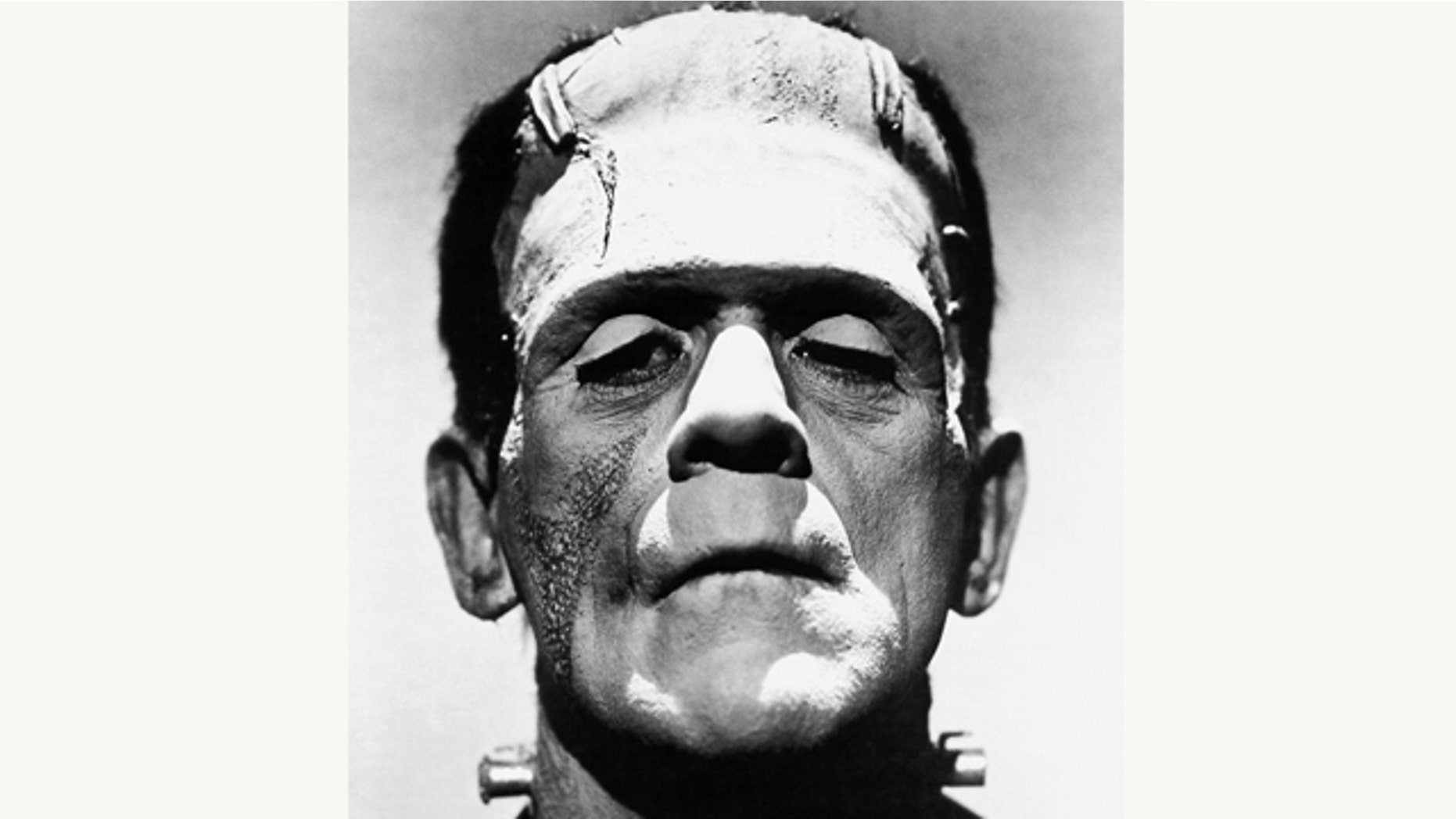 A photo of Boris Karloff from the film "The Bride of Frankenstein" as Frankenstein's monster.