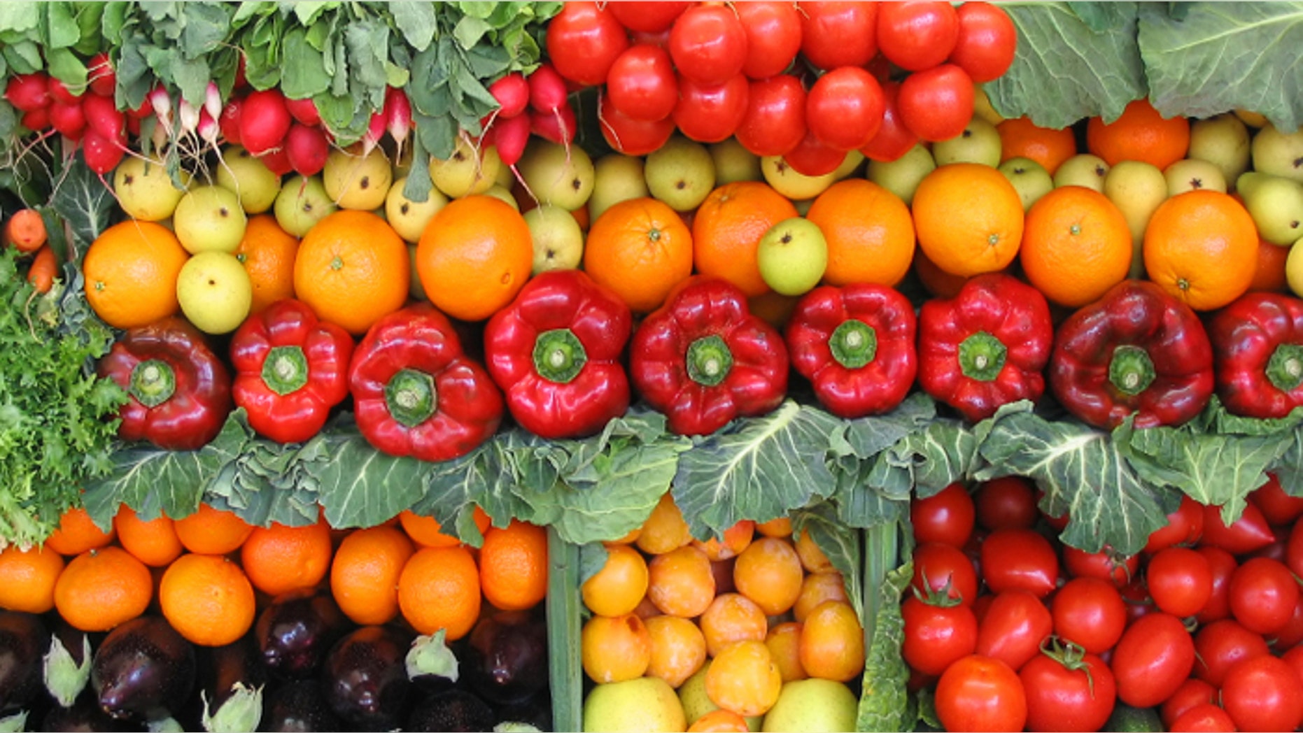 Fresh vegetables and fruits at a farmer's market
