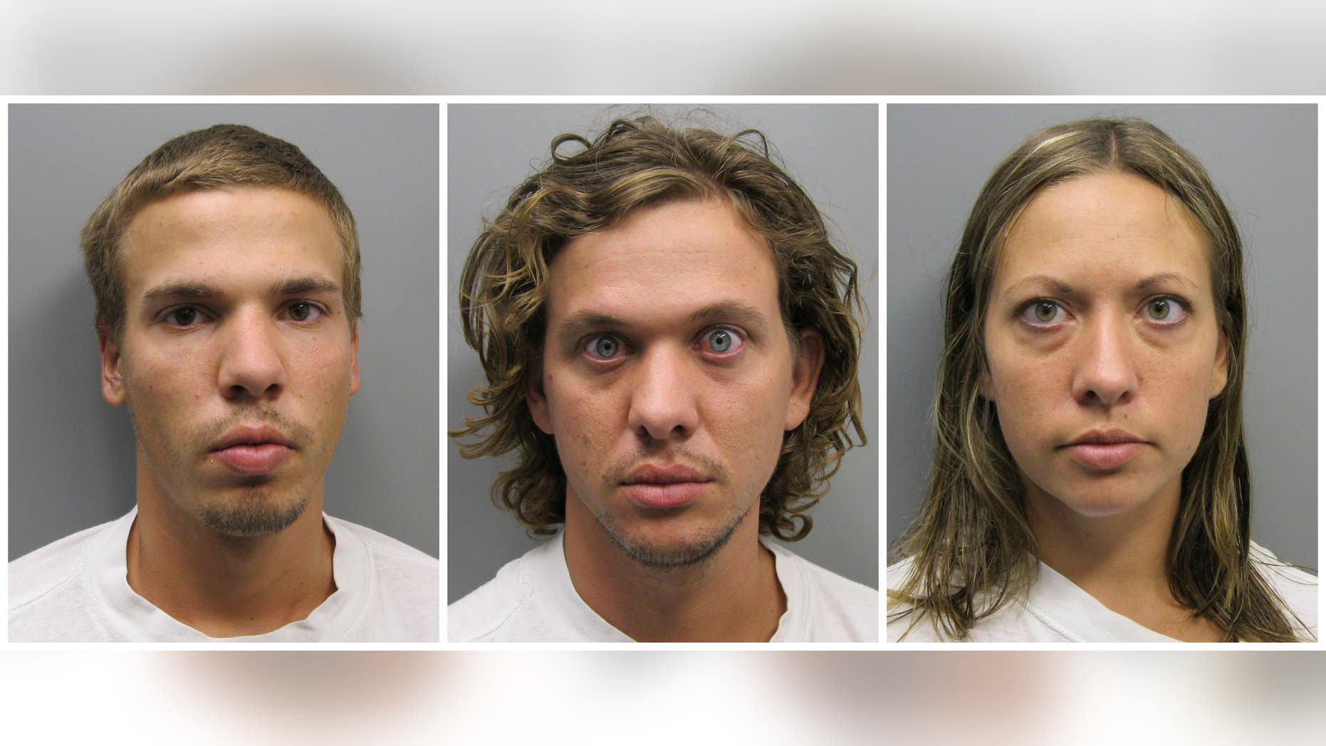 FILE - This photo combo made from file photos provided Wednesday, Aug. 10, 2011 by the Pueblo County Sherif's Office shows, from left, Ryan Edward Dougherty, 21, Dylan Stanley-Dougherty, 26, and Lee Grace Dougherty, 29.