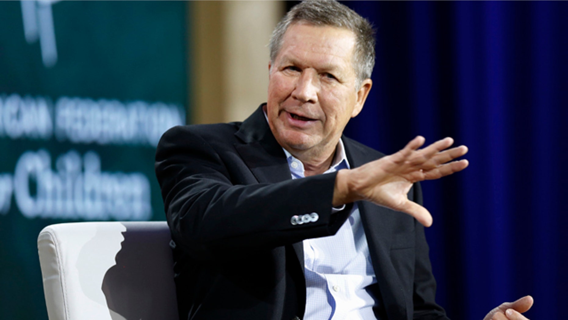 Aug. 19, 2015: Republican presidential candidate and Ohio Gov. John Kasich speaks during an education summit in Londonderry, N.H. (AP Photo/Jim Cole)
