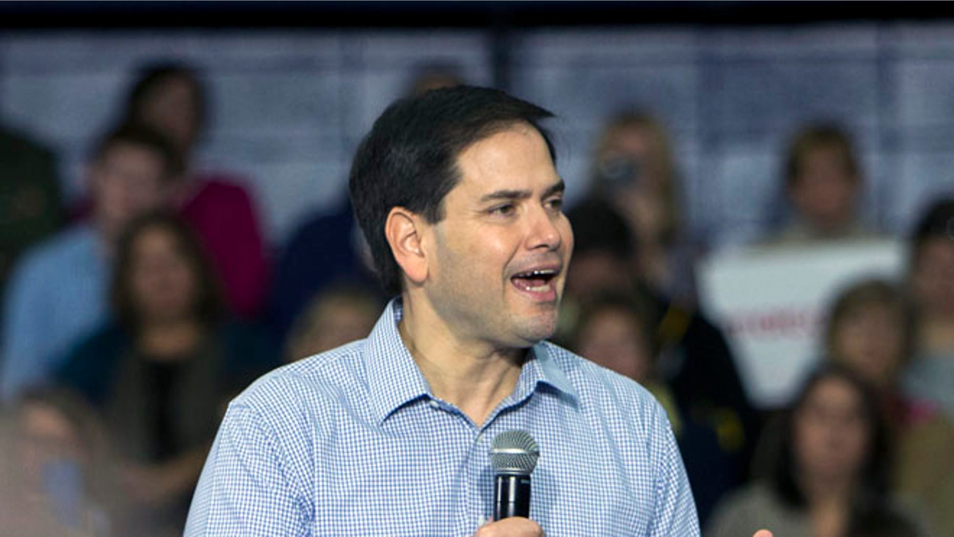 Republican presidential candidate Marco Rubio speaks to supporters during a campaign stop at the Hilton Head Island High School gym in Hilton Head Island, S.C., Saturday, Jan. 2, 2016. (AP Photo/Stephen B. Morton)