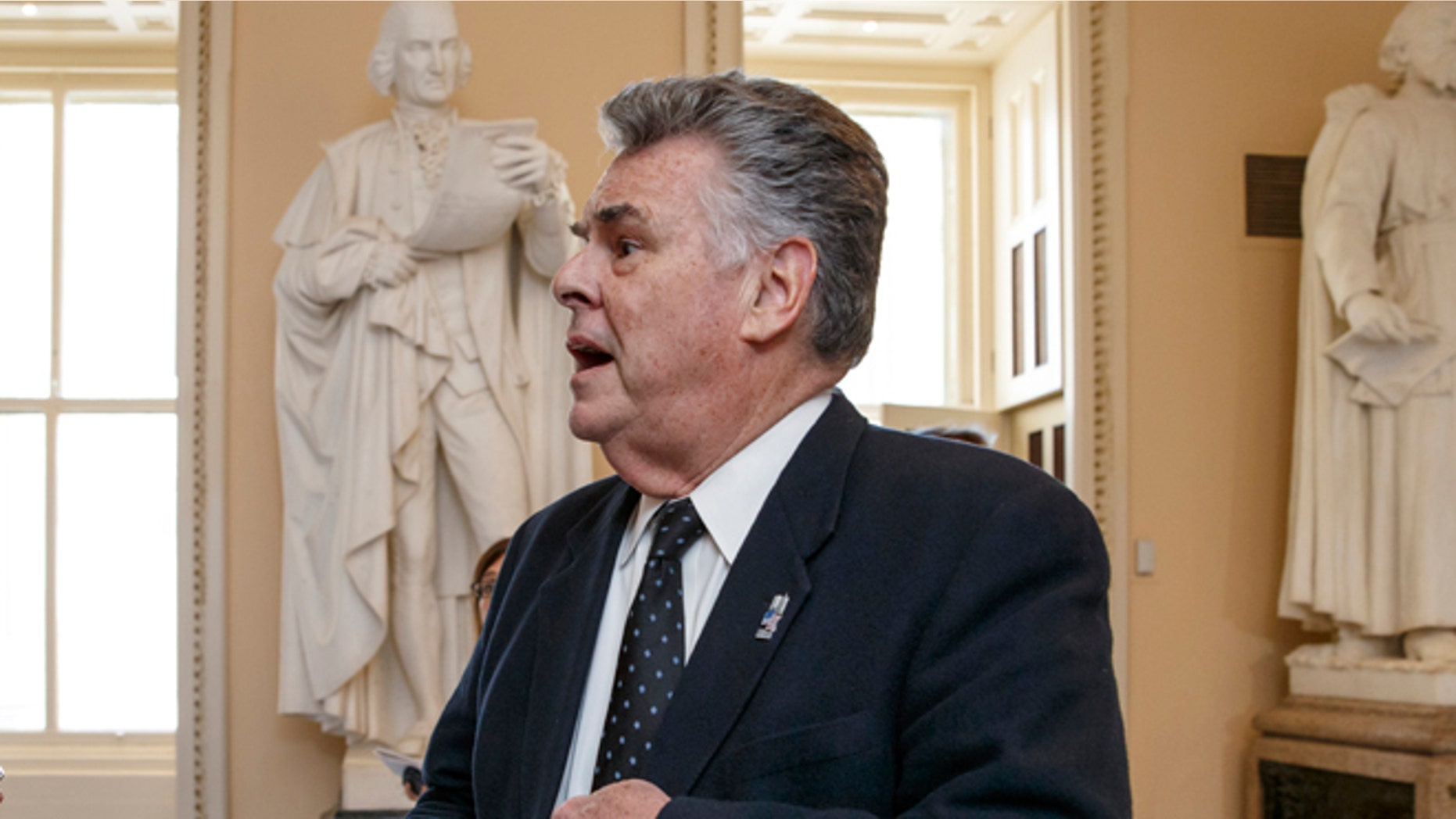 In this Feb. 27, 2015, photo, Rep. Peter King, R-N.Y., stands outside the House chamber holds a procedural votes on a spending bill for the Homeland Security Department at the Capitol in Washington, Friday, Feb. 27, 2015. Democrats didnt get all they wanted in Congress struggle over Homeland Security, but many feel they are winning a broader political war that will haunt Republicans in 2016 and beyond. King said his partys wounds are self-inflicted. "Politically its going to kill us," he said of conservatives demands to link Homeland Security funding with Obamas immigration policy. "Morally, youre equating an immigration order with the lives of American citizens." (AP Photo/J. Scott Applewhite)
