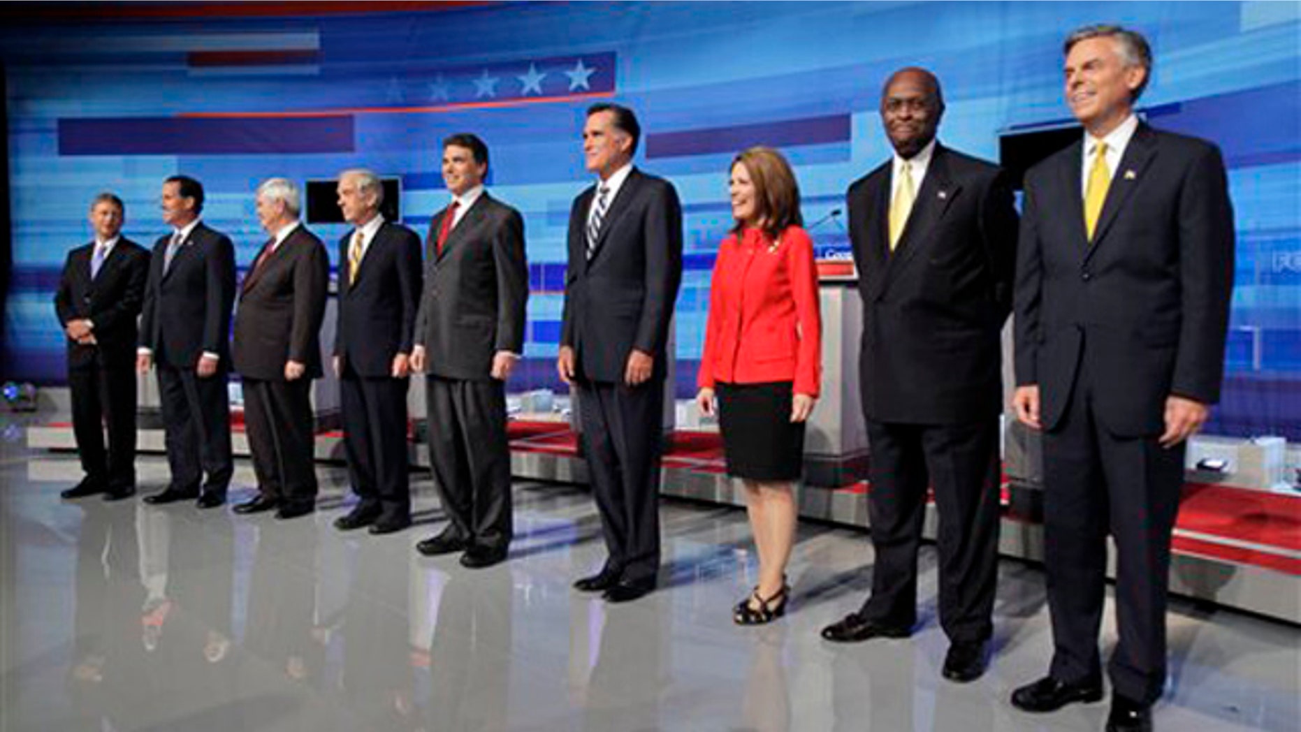 September 22: Republican candidates gather prior to a debate in Orlando, Fla.