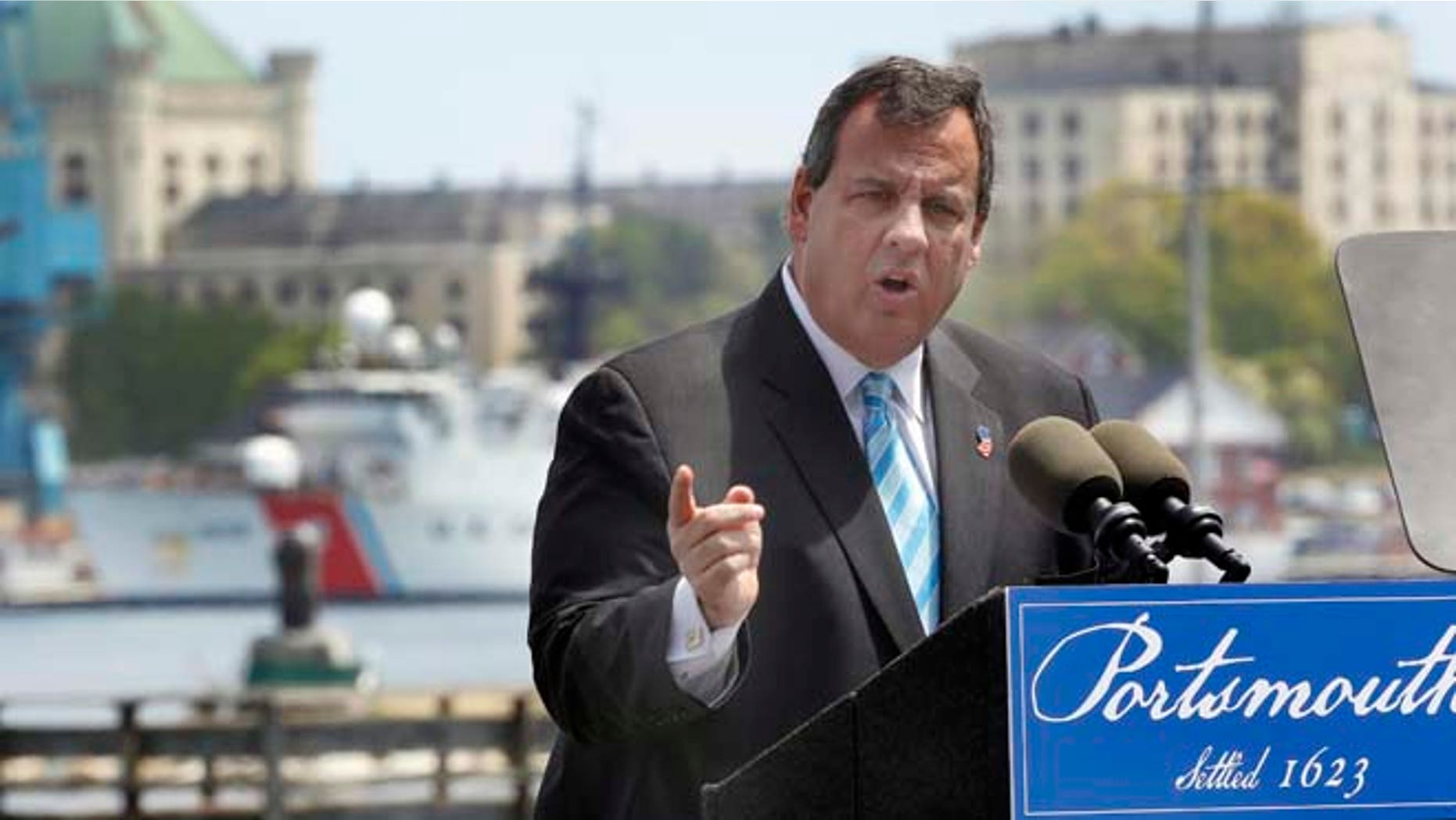 May 18, 2015: New Jersey Gov. Chris Christie speaks in Portsmouth, N.H., about his foreign policy plans.