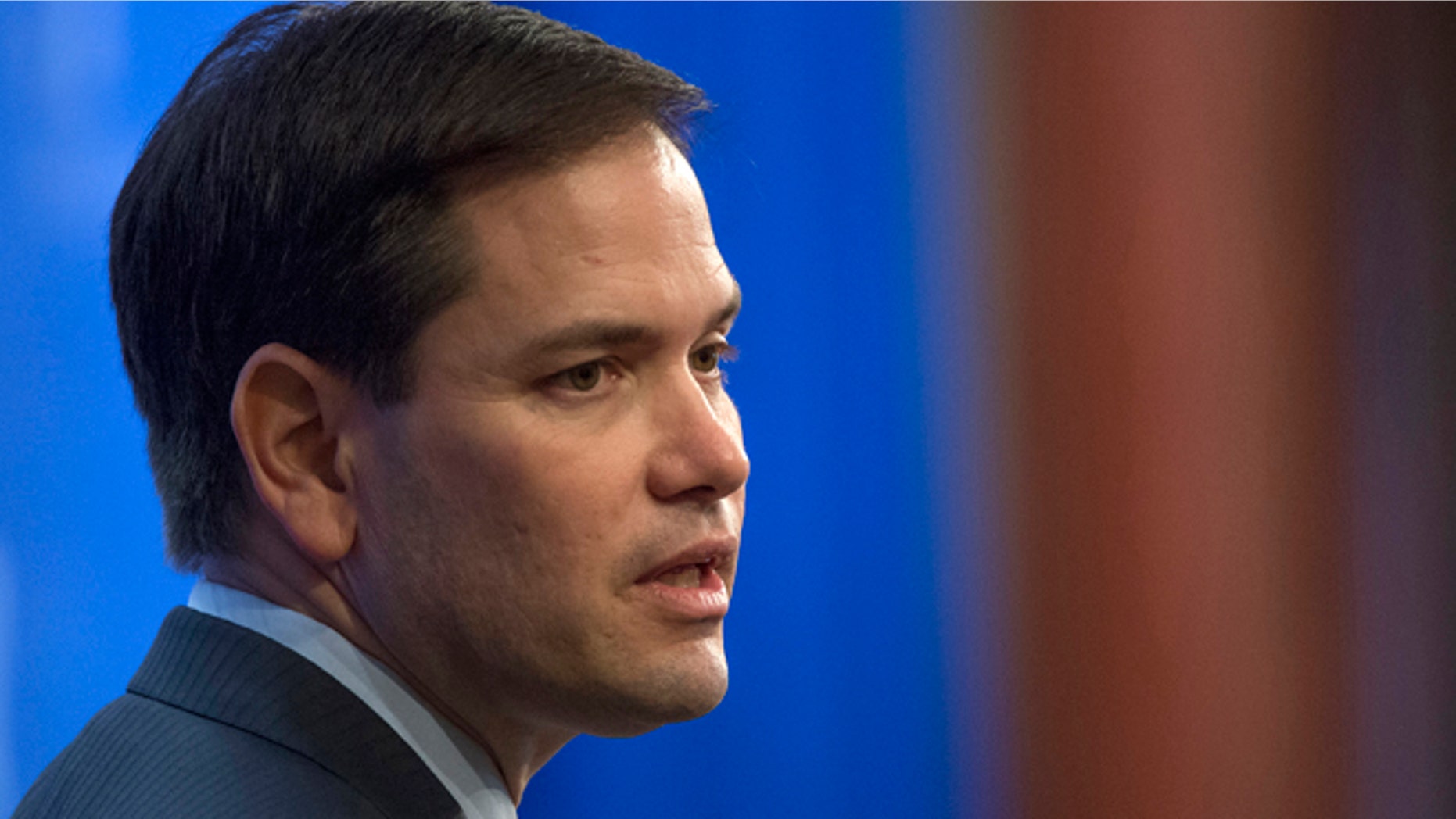 April 15, 2015: Republican presidential candidate Sen. Marco Rubio, R-Fla. speaks in Washington.