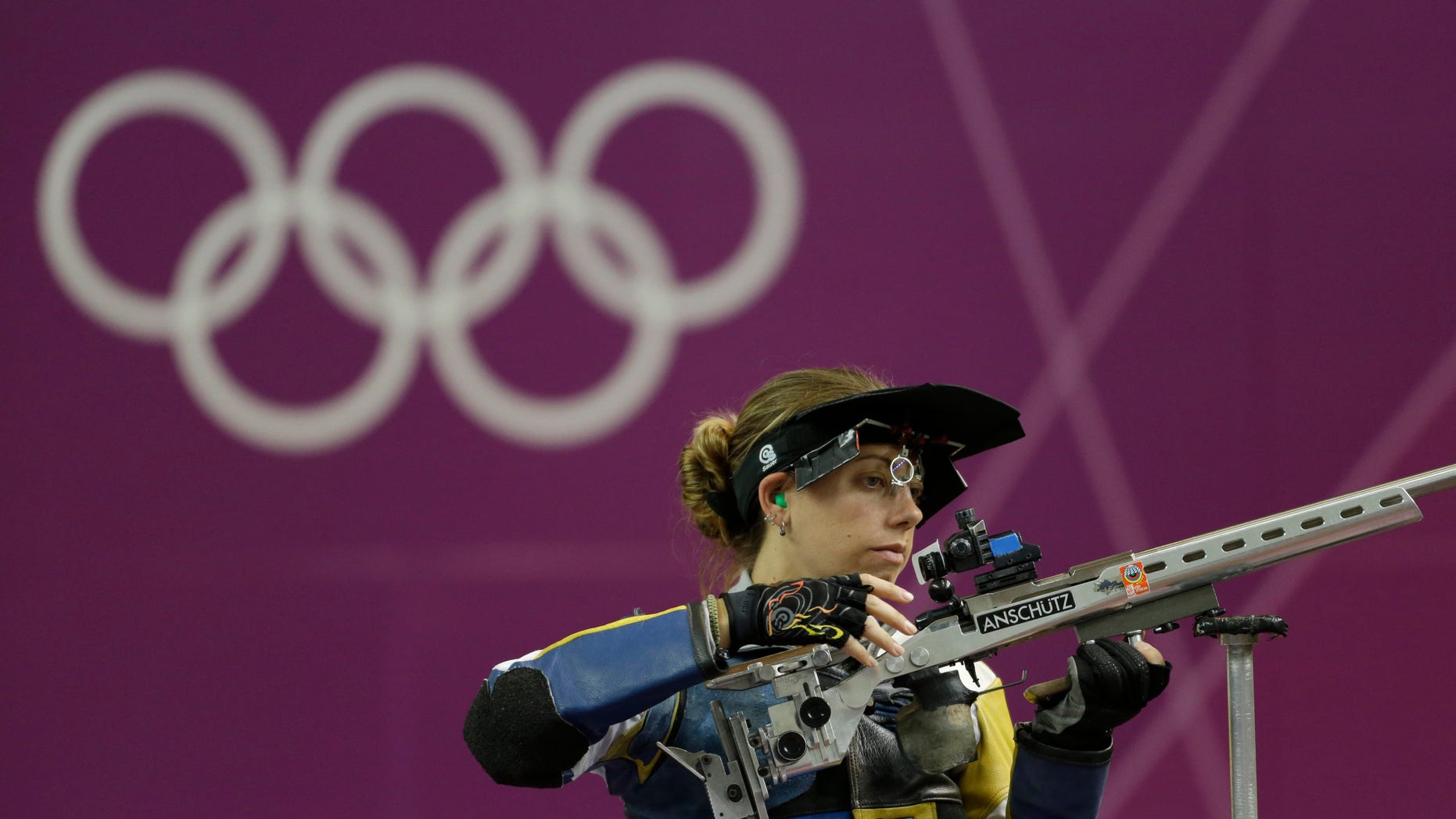 Aug. 4, 2012: United States of America's Jamie Lynn Gray prepares to shoot, at the start of the women's 50-meter rifle 3 positions final, at the 2012 Summer Olympics, in London.